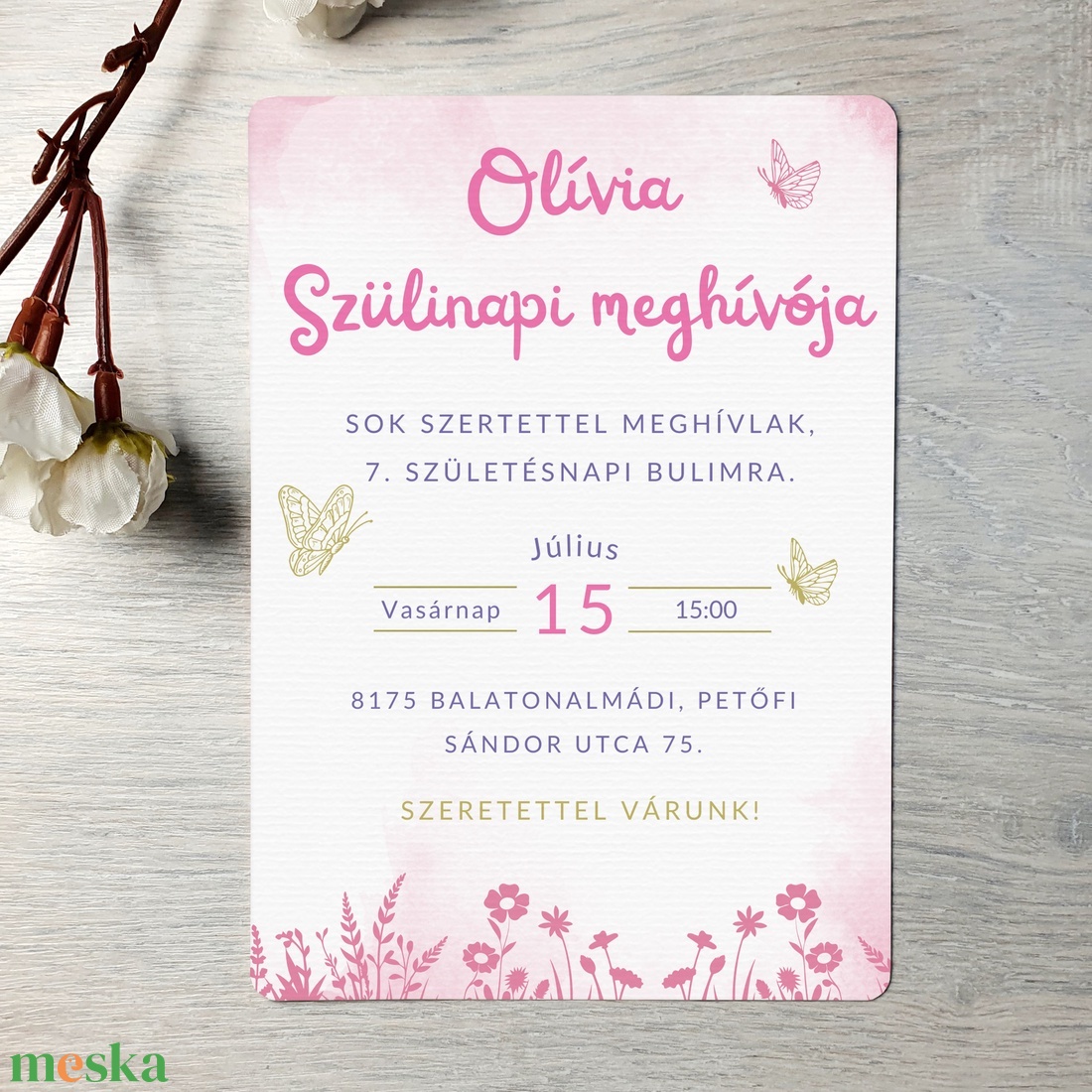 Rózsaszín pillangós szülinapi meghívó (ajándék borítékkal) / születésnap / szülinap / személyre szóló- lányos/lány - otthon & életmód - papír, írószer - ajándékozás kellékei - meghívó - Meska.hu Rózsaszín pillangós szülinapi meghívó (ajándék borítékkal) / születésnap / szülinap / személyre szóló- lányos/lány - otthon & életmód - papír, írószer - ajándékozás kellékei - meghívó - Meska.hu