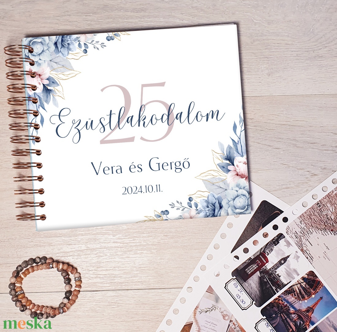 Házassági évfordulós emlékkönyv, fotóalbum, napló, ezüstlakodalom, aranylakodalom (kék, rózsaszín virágos) - névre szóló - esküvő - emlék & ajándék - vendégkönyv - Meska.hu Házassági évfordulós emlékkönyv, fotóalbum, napló, ezüstlakodalom, aranylakodalom (kék, rózsaszín virágos) - névre szóló - esküvő - emlék & ajándék - vendégkönyv - Meska.hu