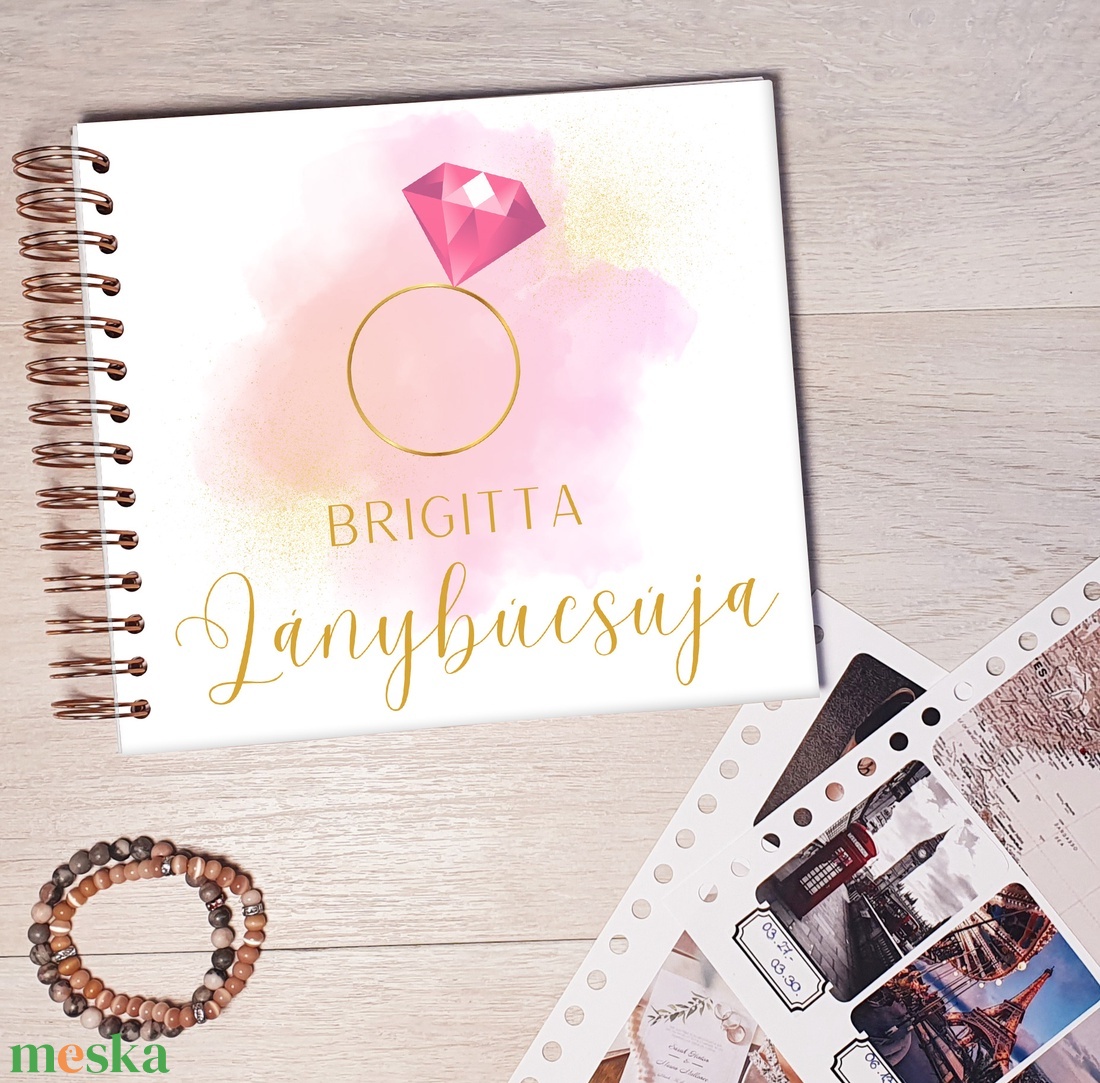 Lánybúcsús emlékkönyv, fotóalbum, napló, Scrapbook (rózsaszín gyűrűs) - névre szóló - esküvő - lánybúcsú - Meska.hu Lánybúcsús emlékkönyv, fotóalbum, napló, Scrapbook (rózsaszín gyűrűs) - névre szóló - esküvő - lánybúcsú - Meska.hu