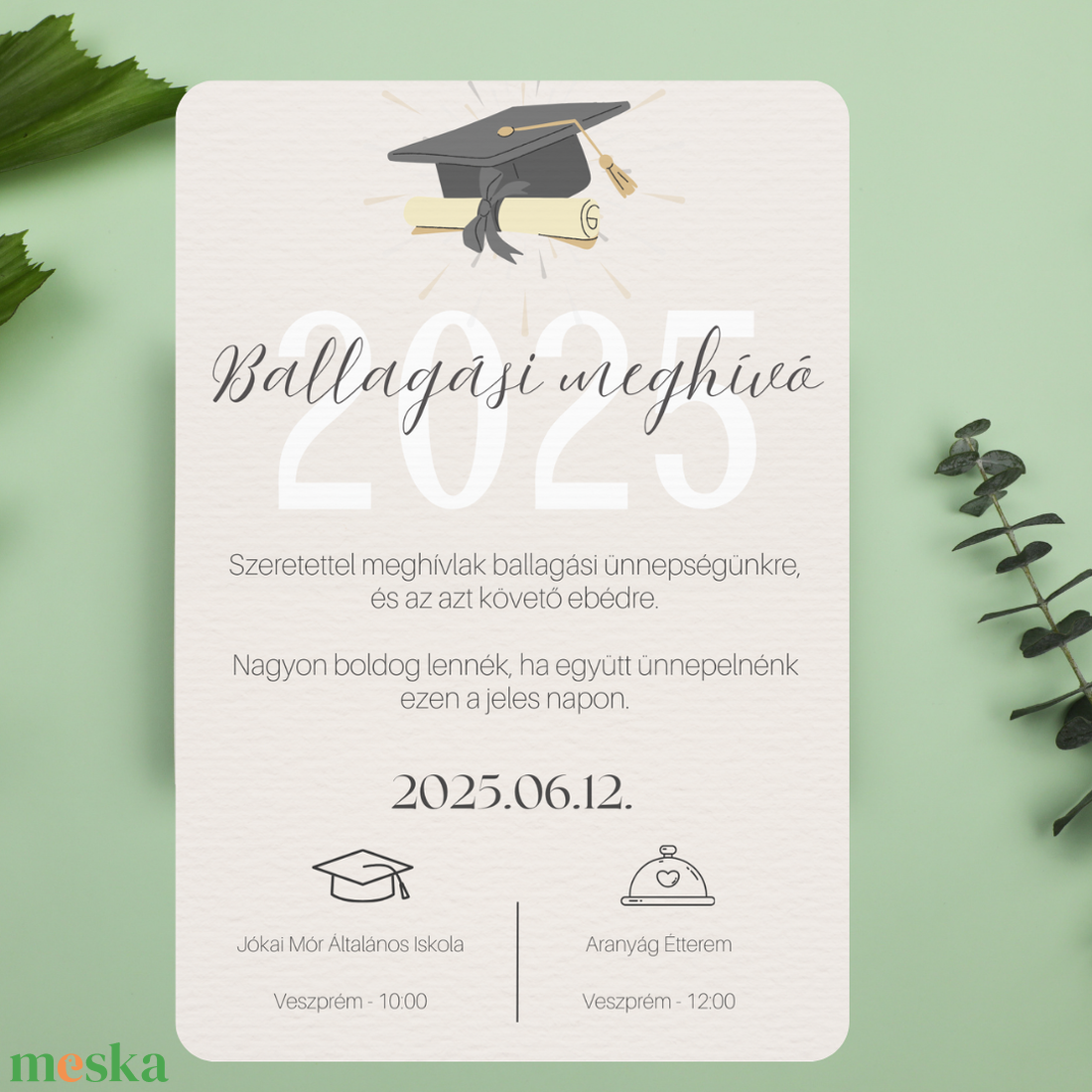 Iskolai Ballagási meghívó / Diplomaosztó meghívó - Nude - otthon & életmód - papír, írószer - ajándékozás kellékei - meghívó - Meska.hu