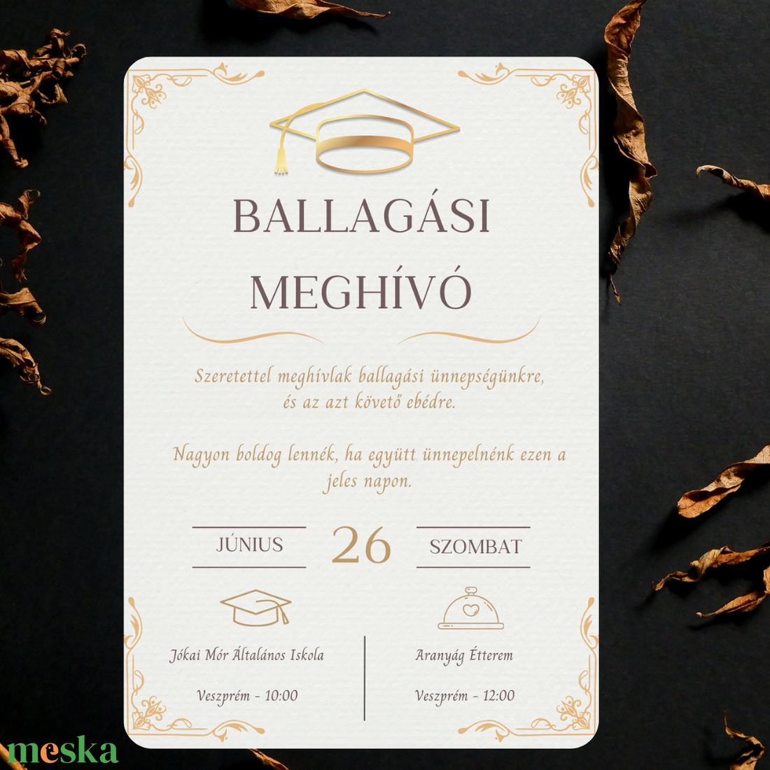 Iskolai Ballagási meghívó / Diplomaosztó meghívó - Arany - otthon & életmód - papír, írószer - ajándékozás kellékei - meghívó - Meska.hu Iskolai Ballagási meghívó / Diplomaosztó meghívó - Arany - otthon & életmód - papír, írószer - ajándékozás kellékei - meghívó - Meska.hu