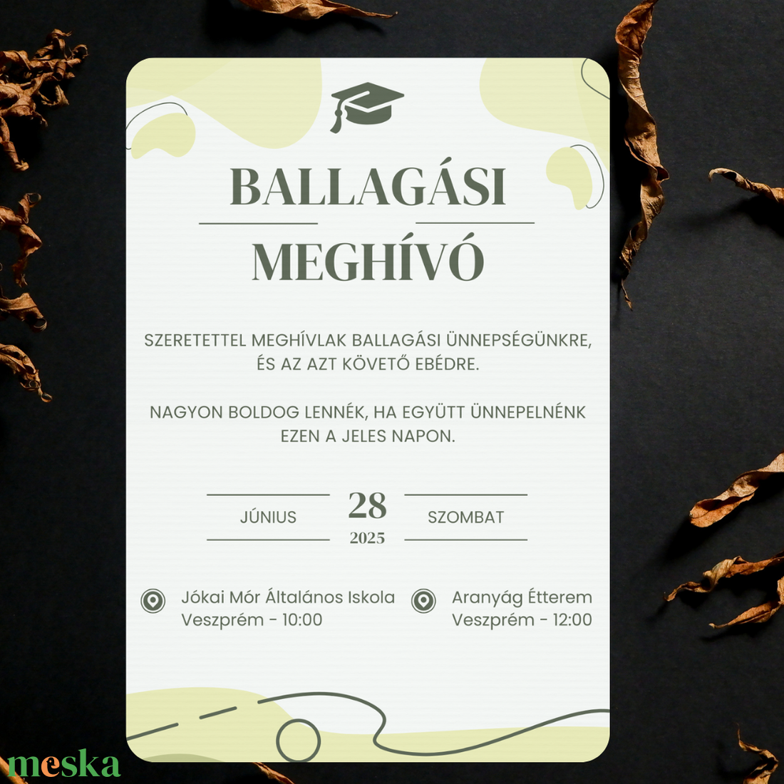 Iskolai Ballagási meghívó / Diplomaosztó meghívó - Zöld - otthon & életmód - papír, írószer - ajándékozás kellékei - meghívó - Meska.hu Iskolai Ballagási meghívó / Diplomaosztó meghívó - Zöld - otthon & életmód - papír, írószer - ajándékozás kellékei - meghívó - Meska.hu