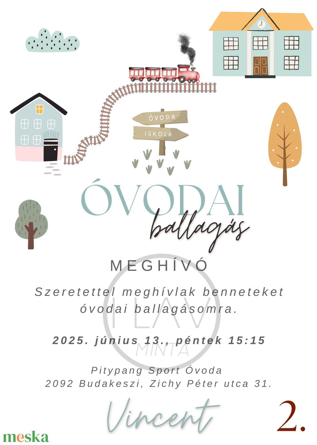 Egyedi ballagási meghívó (ajándék borítékkal) - otthon & életmód - papír, írószer - ajándékozás kellékei - meghívó - Meska.hu