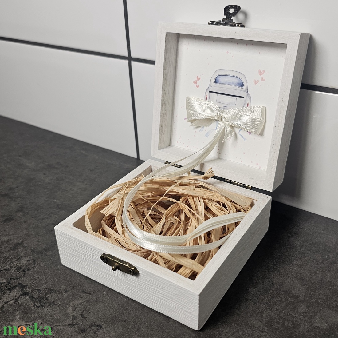 Nászajándék doboz klasszikus mintával / pénzátadó doboz esküvőre - 10 x 10 cm - esküvő - nászajándék - esküvői pénzátadó doboz - Meska.hu