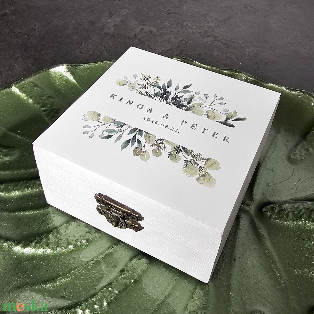 Nászajándék doboz klasszikus mintával / pénzátadó doboz esküvőre - 10 x 10 cm - esküvő - nászajándék - esküvői pénzátadó doboz - Meska.hu