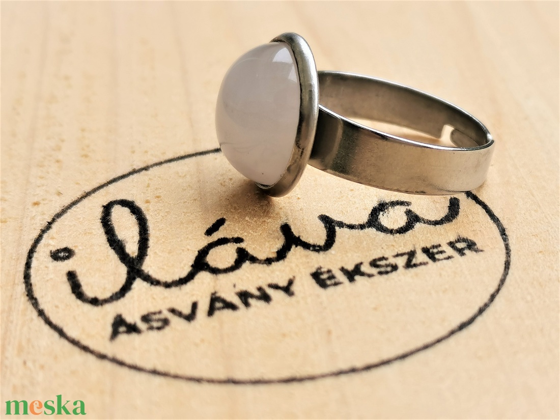 Rózsakvarc nemesacél gyűrű - ékszer - gyűrű - Meska.hu