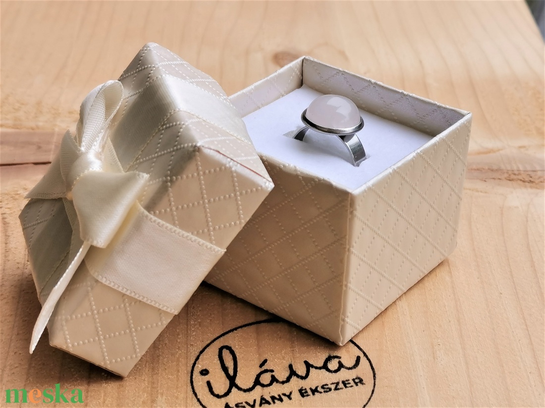 Rózsakvarc nemesacél gyűrű - ékszer - gyűrű - Meska.hu