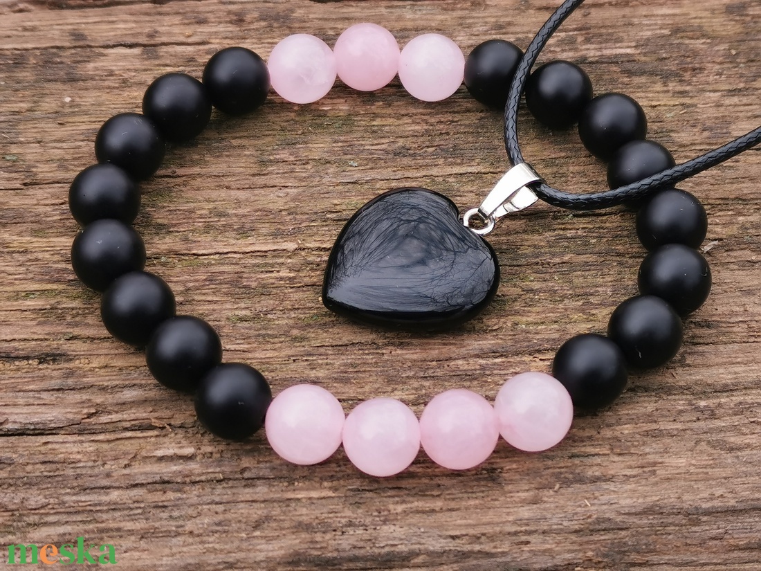 Ónix-Rózsakvarc szett - ékszer - ékszerszett - Meska.hu