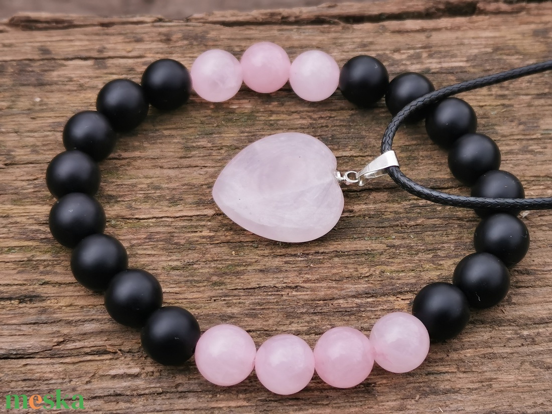 Ónix-Rózsakvarc szett - ékszer - ékszerszett - Meska.hu