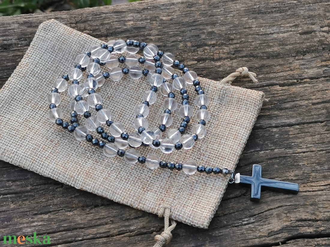 Hegyikristály 5 tizedes rózsafüzér - ékszer - nyaklánc - hosszú nyaklánc - Meska.hu