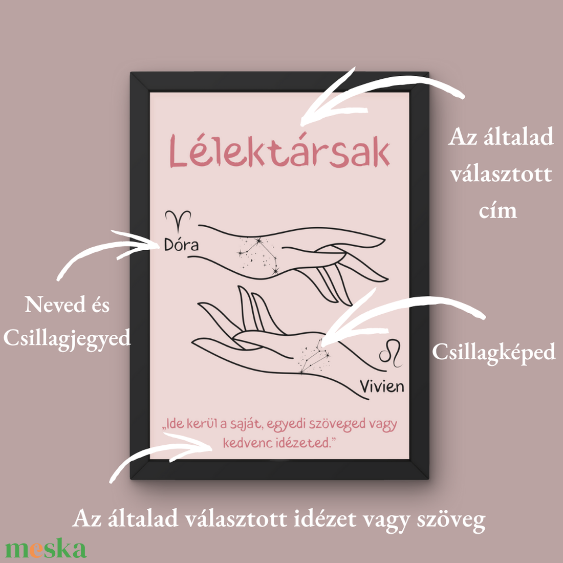 Egyedi csillagjegyes falikép – Lélektársak, barátok, szerelmesek számára (digitális letöltés) akciós termékkép 1