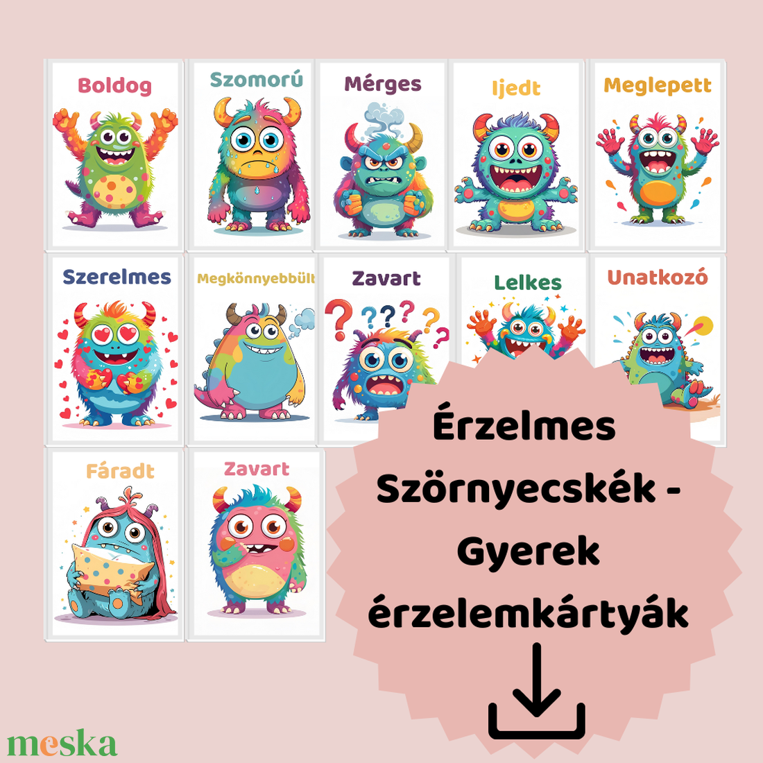 Érzelmi intelligencia fejlesztő kártyák – nyomtatható, PDF akciós termékkép 1