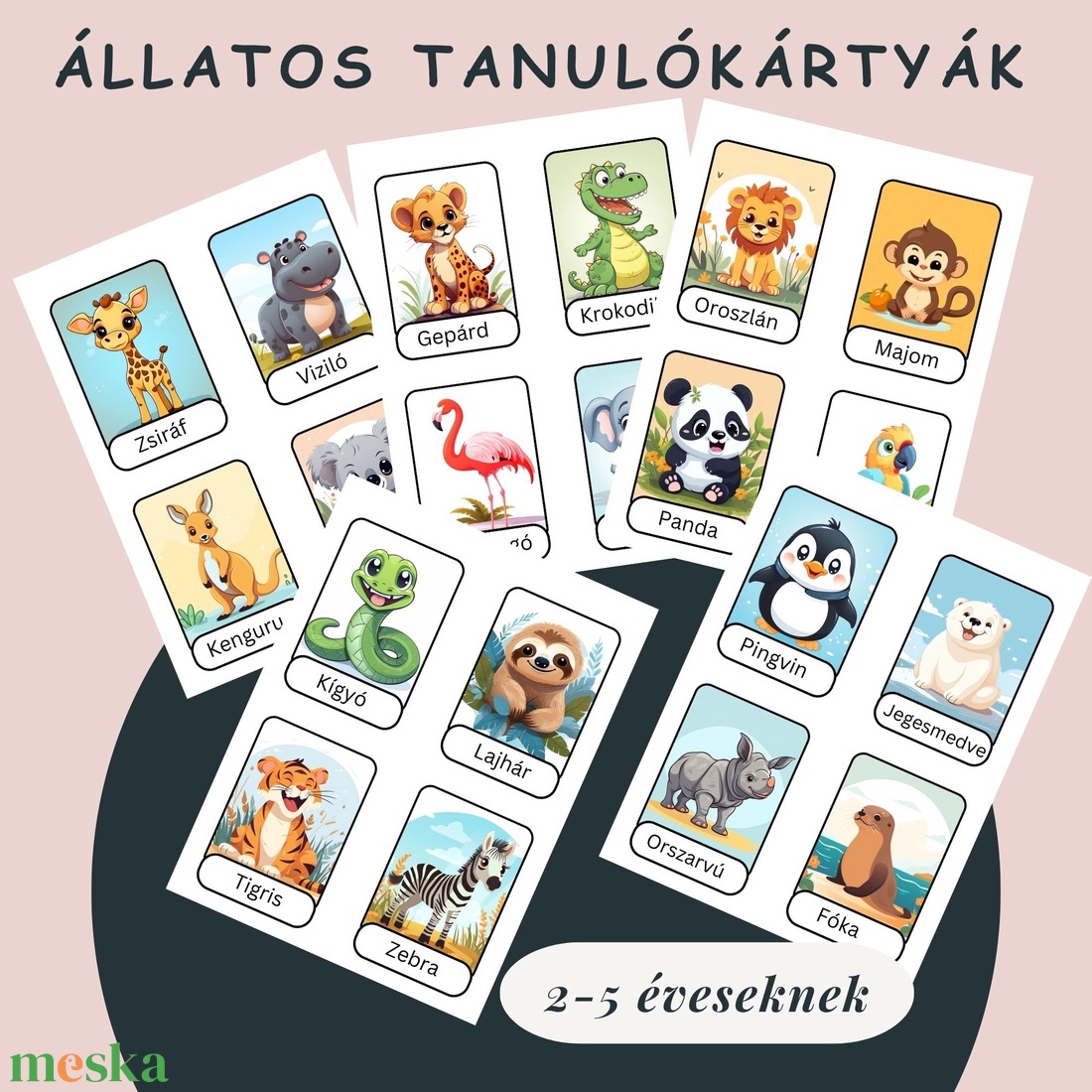 Állatos tanulókártyák  nyomtatható, PDF - játék & sport - táblajáték és kártyajáték - kártya - Meska.hu