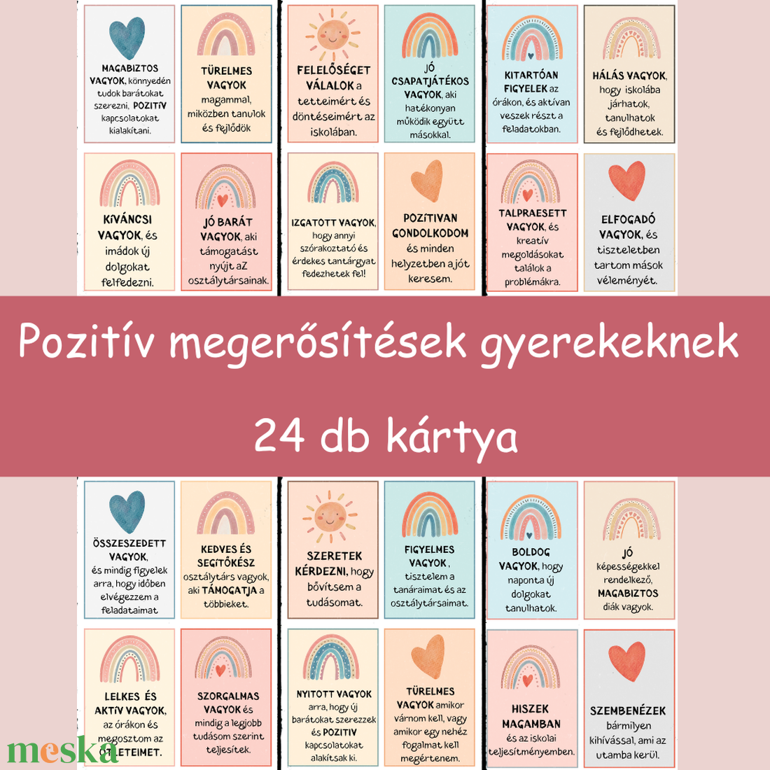 Pozitív megerősítések gyerekeknek 24 db letölthető kártya (PDF) - játék & sport - táblajáték és kártyajáték - kártya - Meska.hu Pozitív megerősítések gyerekeknek 24 db letölthető kártya (PDF) - játék & sport - táblajáték és kártyajáték - kártya - Meska.hu