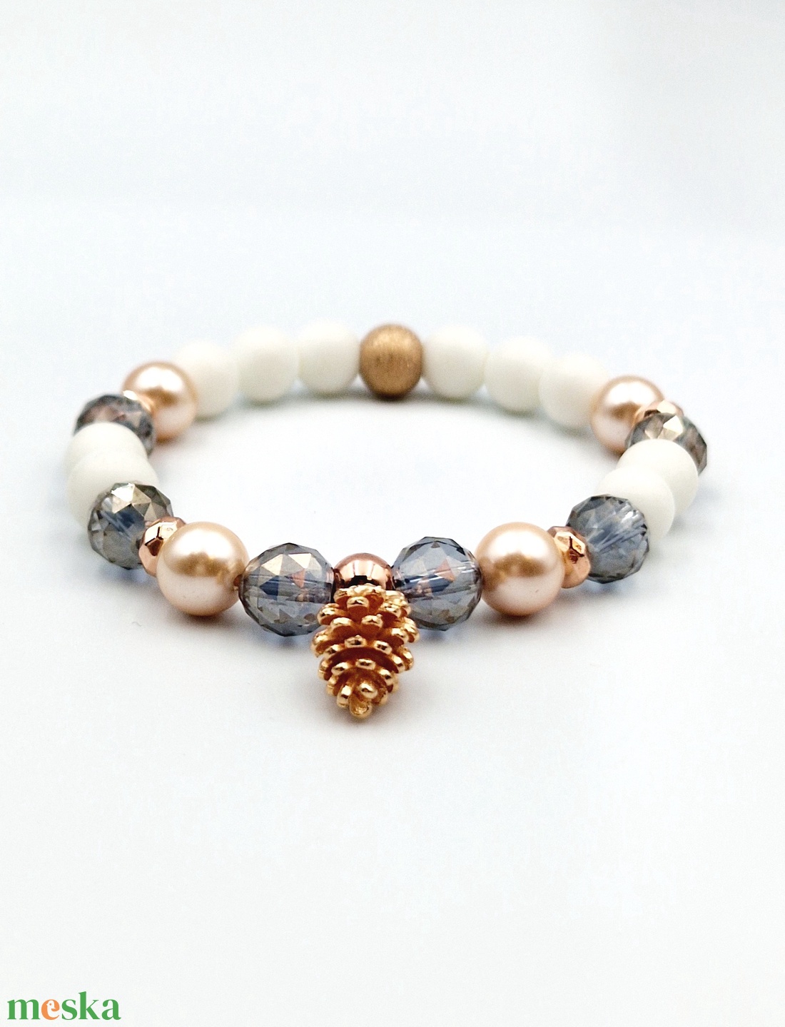 Női karkötő rosegold toboz medállal - ékszer - karkötő - gyöngyös karkötő - Meska.hu Női karkötő rosegold toboz medállal - ékszer - karkötő - gyöngyös karkötő - Meska.hu