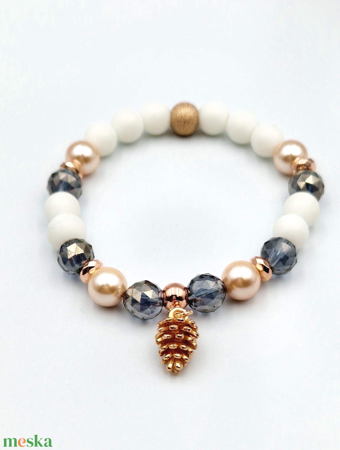 Női karkötő rosegold toboz medállal - ékszer - karkötő - gyöngyös karkötő - Meska.hu Női karkötő rosegold toboz medállal - ékszer - karkötő - gyöngyös karkötő - Meska.hu