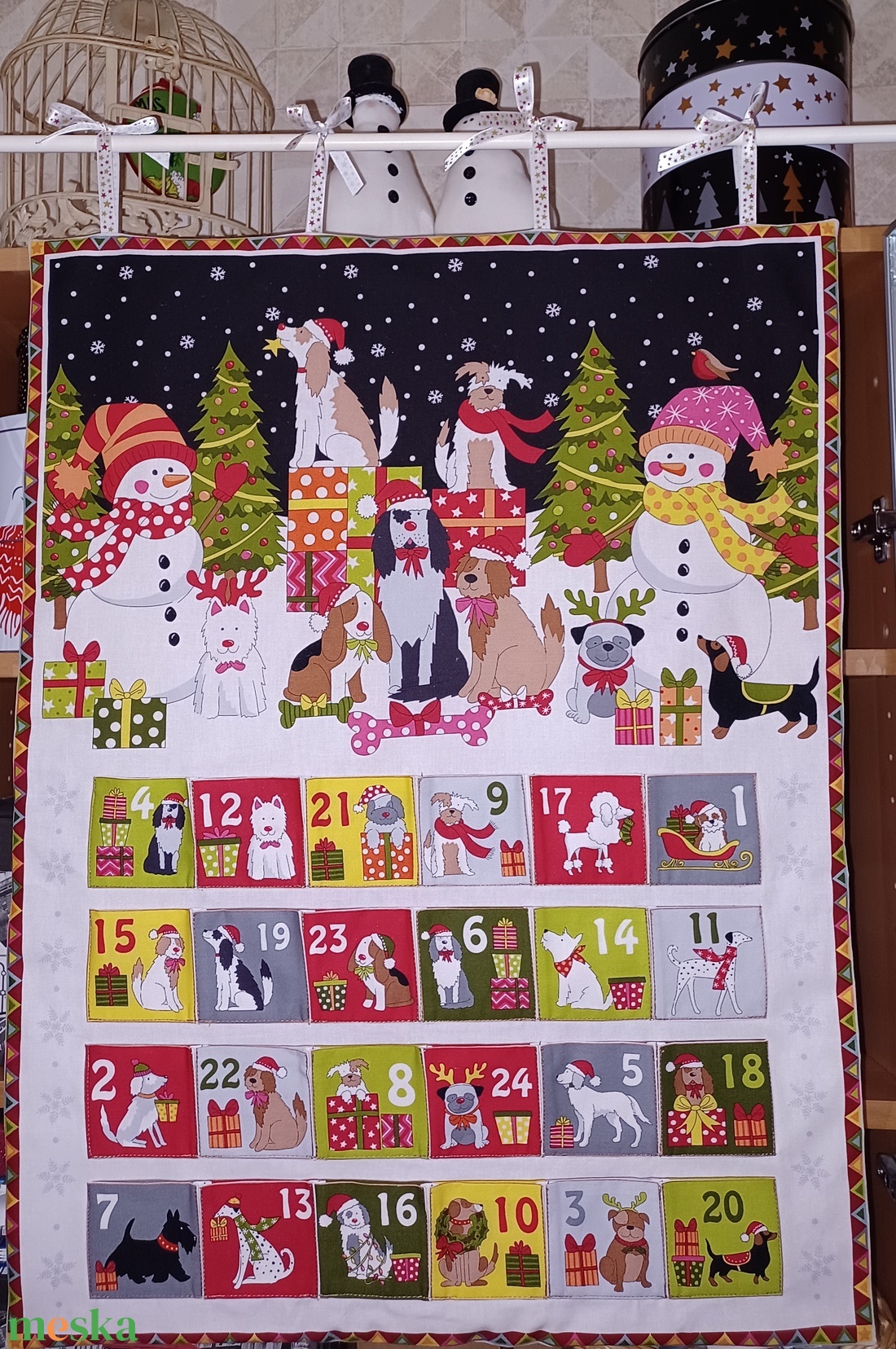 Örök adventi naptár kutyákkal - karácsony - adventi díszek - adventi naptár - Meska.hu
