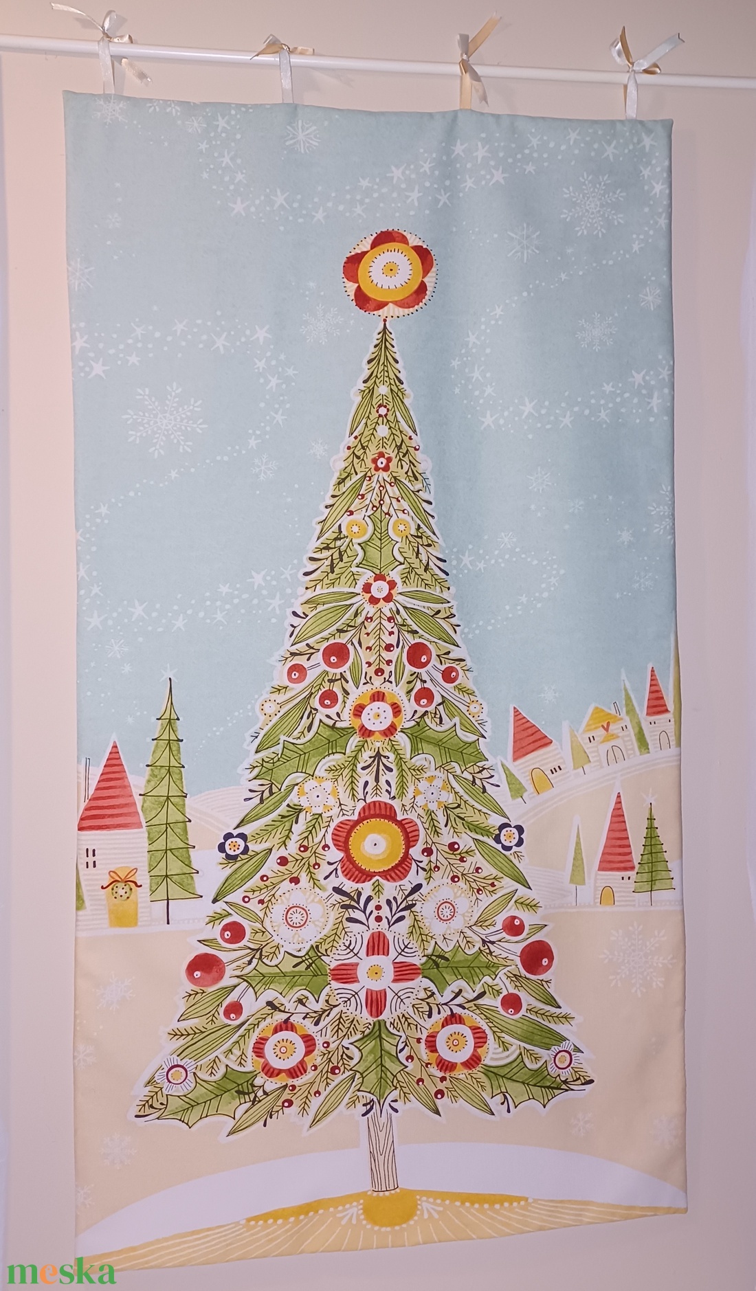 Karácsonyfa  - textilkép - karácsony - karácsonyi lakásdekoráció - karácsonyi lakásdíszek - Meska.hu