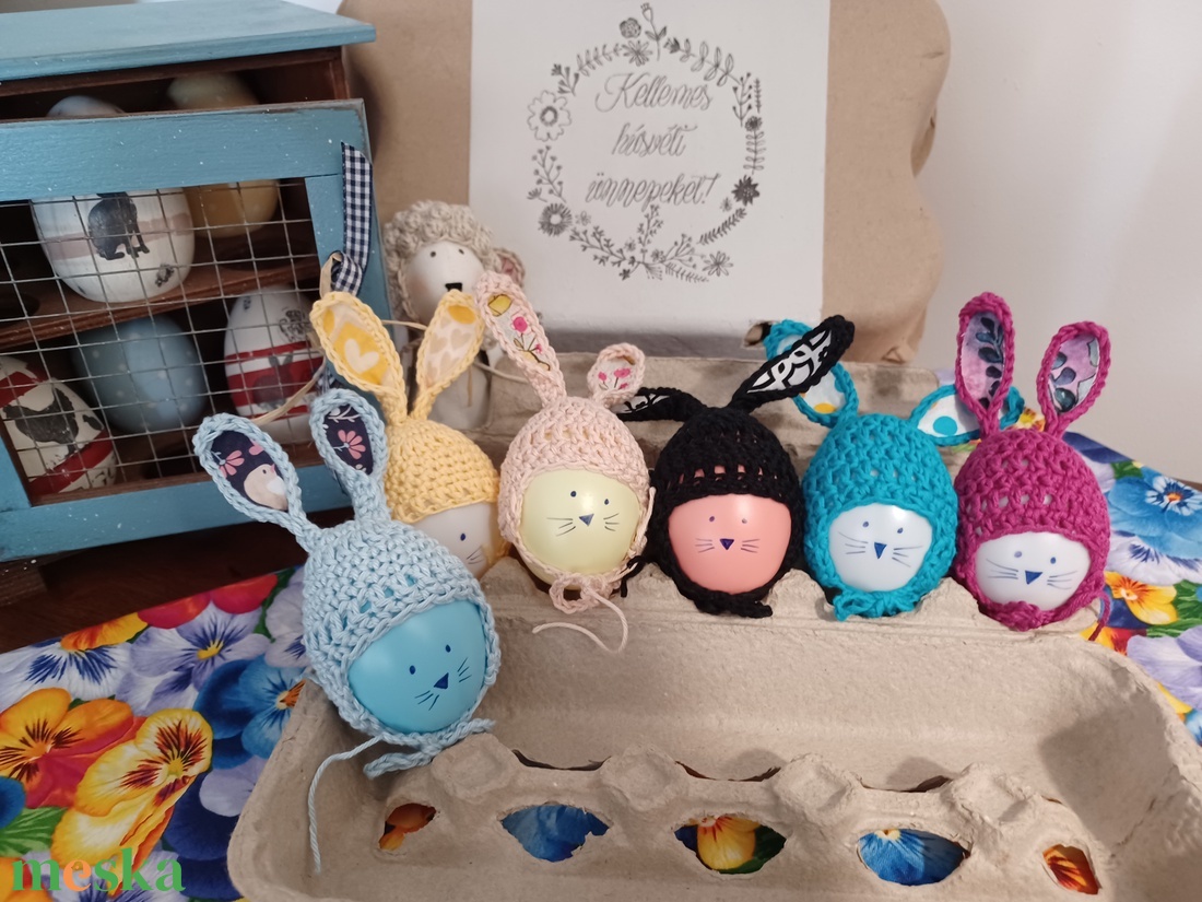 Nyuszifüles tojássapka  - ruha & divat - sál, sapka, kendő - sapka - Meska.hu