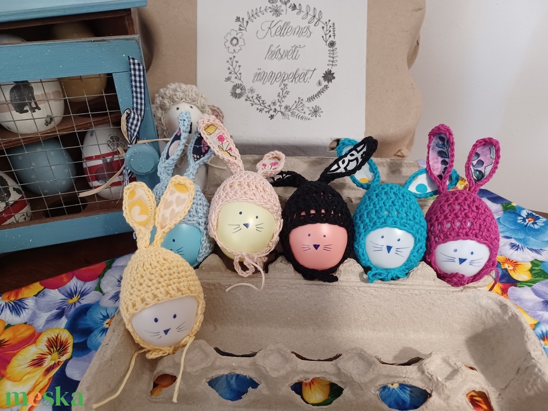 Nyuszifüles tojássapka  - ruha & divat - sál, sapka, kendő - sapka - Meska.hu