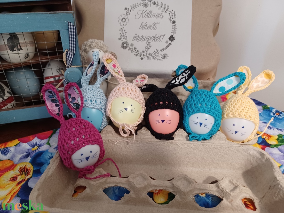 Nyuszifüles tojássapka  - ruha & divat - sál, sapka, kendő - sapka - Meska.hu