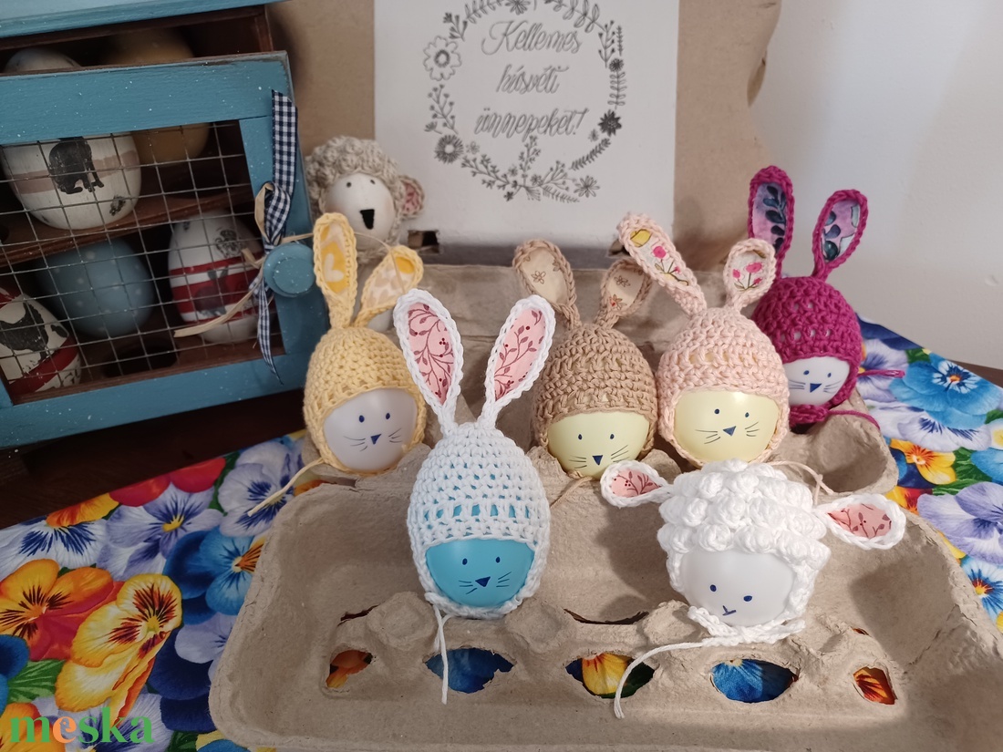 Nyuszifüles és barifüles tojássapka szett - otthon & életmód - dekoráció - asztal és polc dekoráció - asztaldísz - Meska.hu