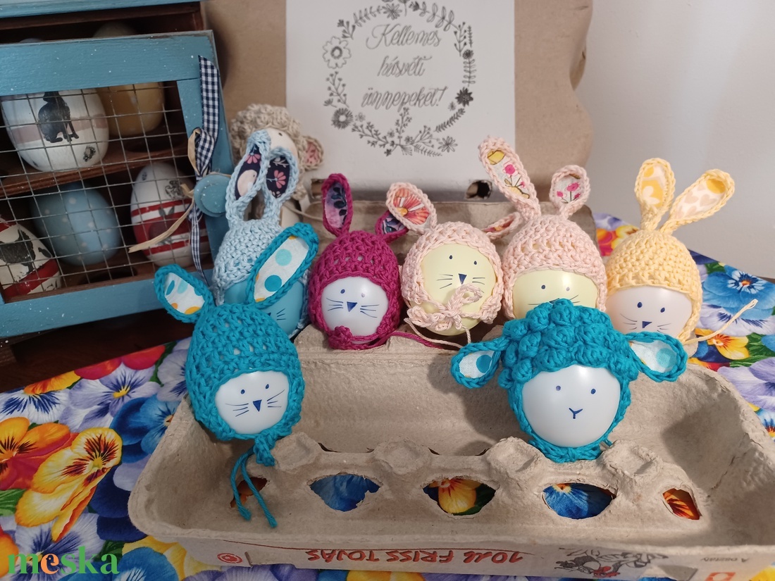 Nyuszifüles és barifüles tojássapka szett - otthon & életmód - dekoráció - asztal és polc dekoráció - asztaldísz - Meska.hu