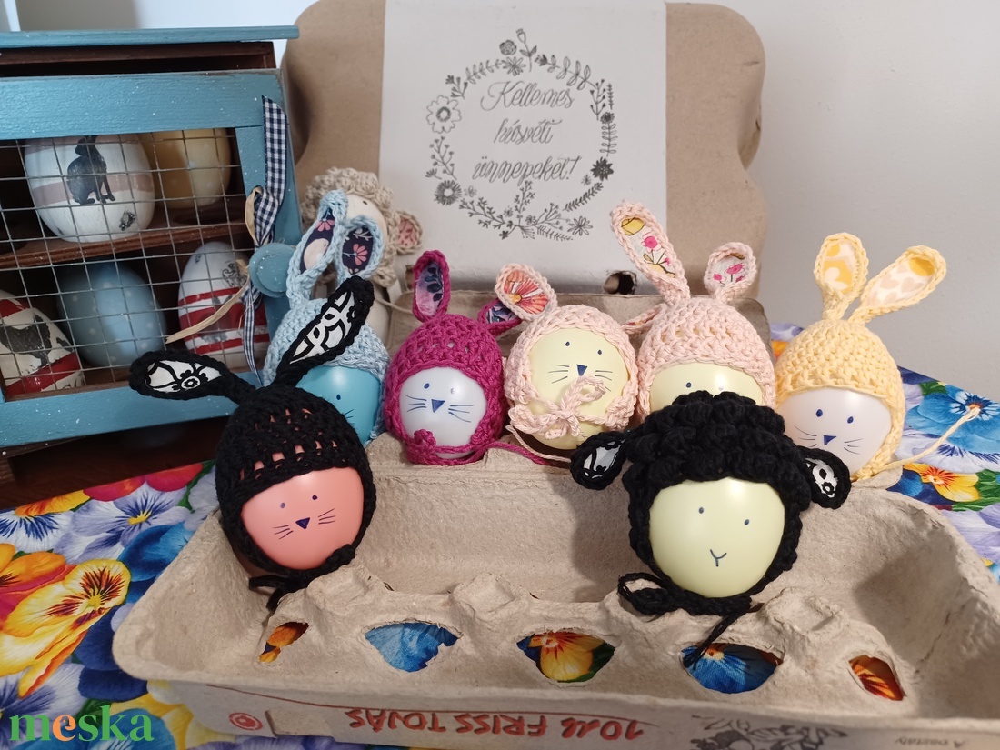 Nyuszifüles és barifüles tojássapka szett - otthon & életmód - dekoráció - asztal és polc dekoráció - asztaldísz - Meska.hu