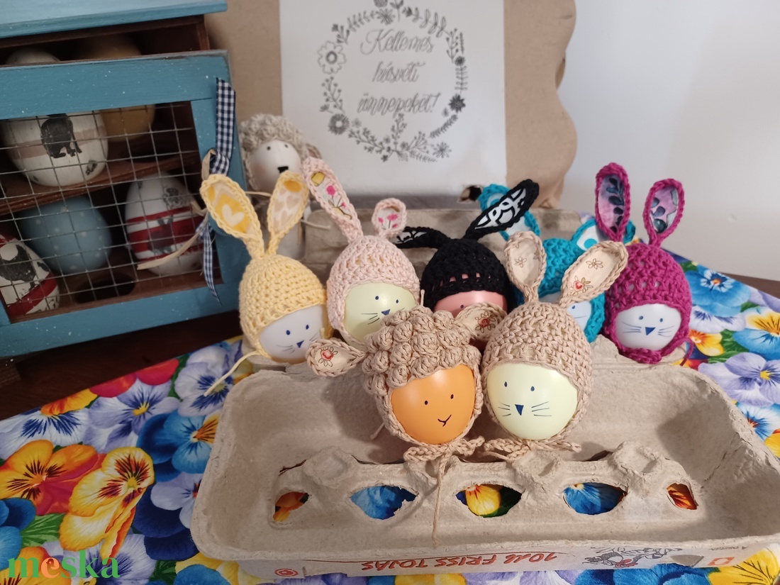 Nyuszifüles és barifüles tojássapka szett - otthon & életmód - dekoráció - asztal és polc dekoráció - asztaldísz - Meska.hu