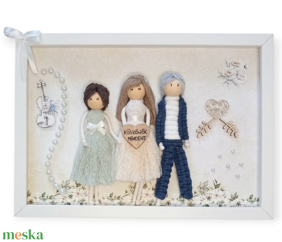 Szülőköszöntő - Személyre szabható 3D makramé kép, menyasszony/vőlegény és szülei figurákkal - esküvő - emlék & ajándék - szülőköszöntő ajándék - Meska.hu Szülőköszöntő - Személyre szabható 3D makramé kép, menyasszony/vőlegény és szülei figurákkal - esküvő - emlék & ajándék - szülőköszöntő ajándék - Meska.hu