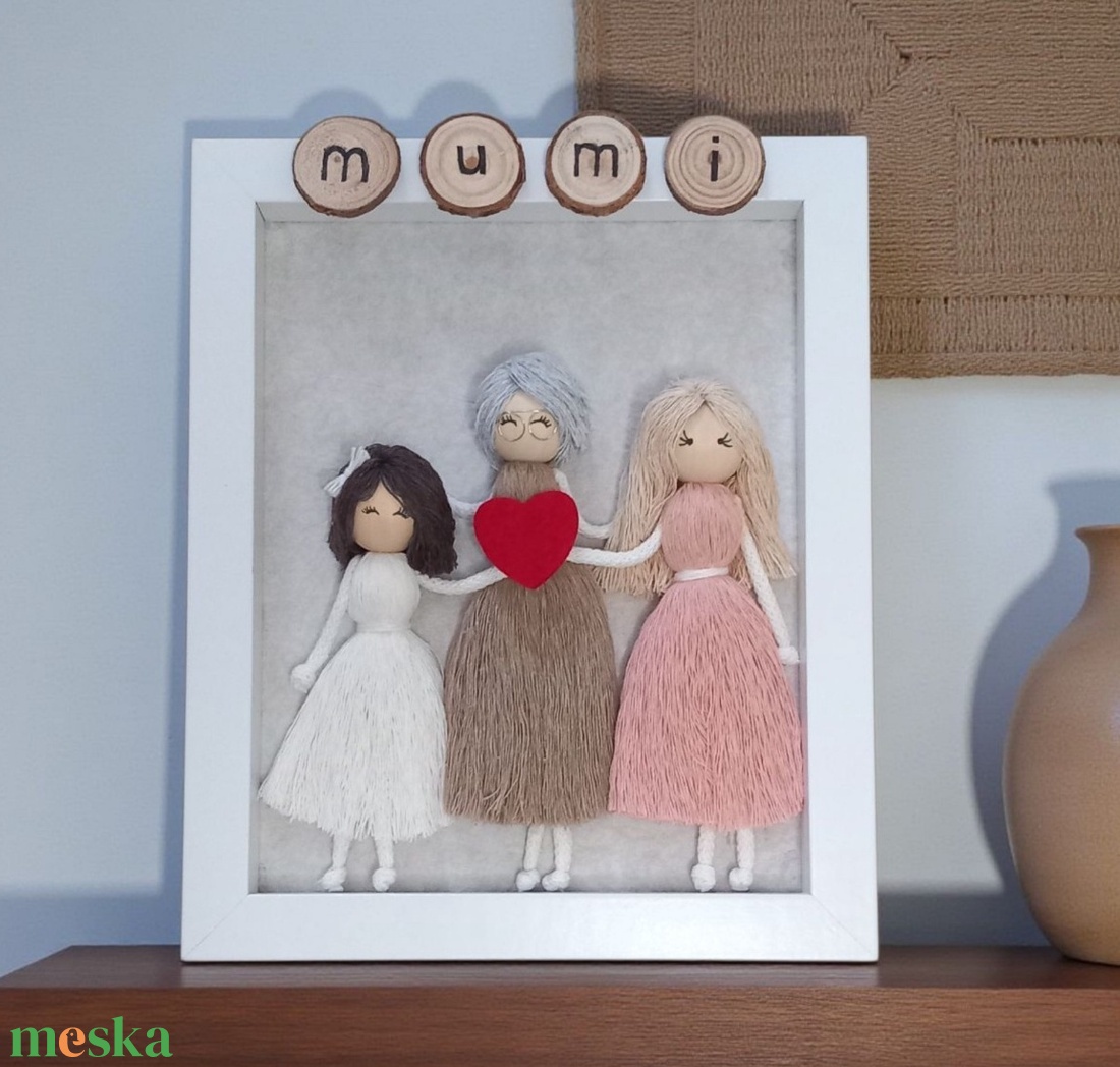 Anyák Napi Ajándék Nagymamának  Személyre Szabható 3D Makramé Családi Kép - otthon & életmód - dekoráció - kép & falikép - 3d képek - Meska.hu