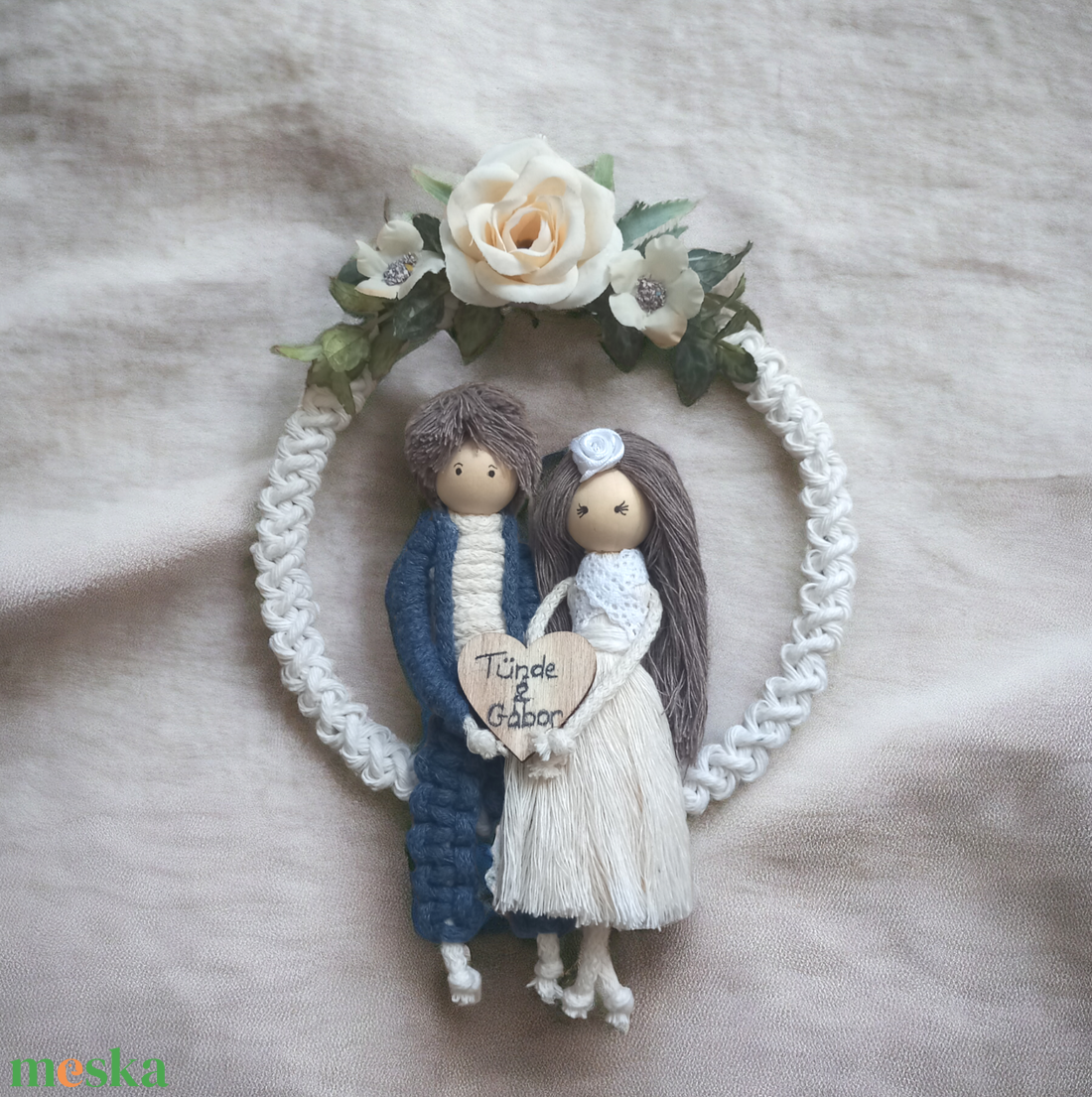 Esküvői emlék, falidísz jegyespár - otthon & életmód - dekoráció - fali és függő dekoráció - falra akasztható dekor - Meska.hu