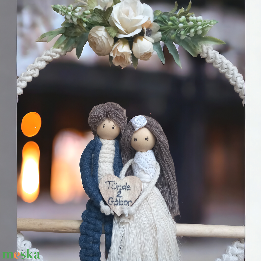 Makramé esküvői emlék � személyre szabható falidísz - otthon & életmód - dekoráció - fali és függő dekoráció - falra akasztható dekor - Meska.hu