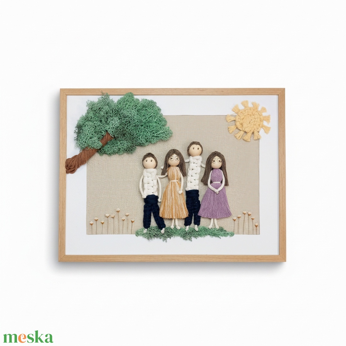 Személyre szabható 3D makramé családi fonalkép izlandi zuzmóval � egyedi kézzel készült falikép ajándékba - otthon & életmód - dekoráció - kép & falikép - 3d képek - Meska.hu