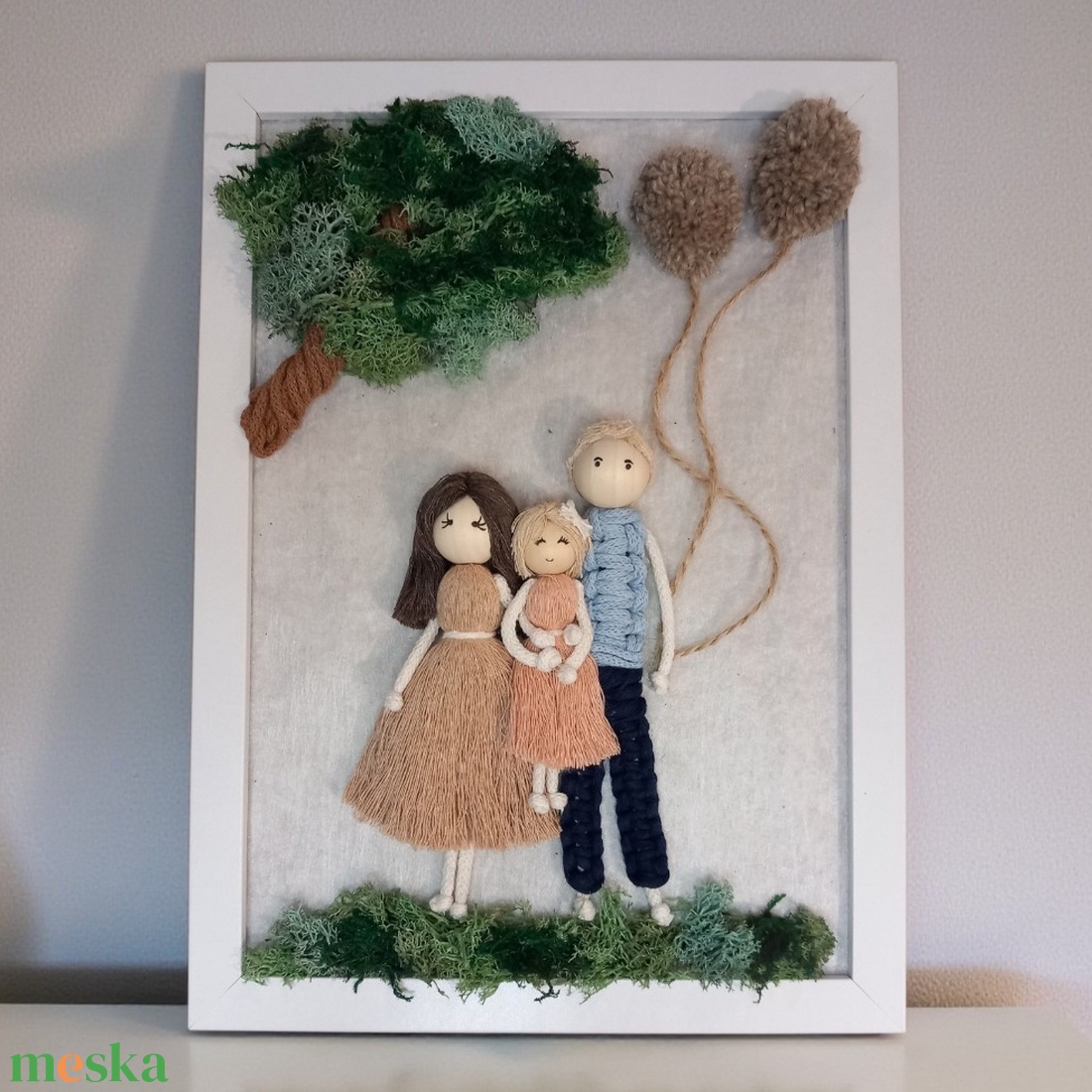 3D makramé családi kép izlandi zuzmóval � személyre szabható ajándék - otthon & életmód - dekoráció - kép & falikép - 3d képek - Meska.hu