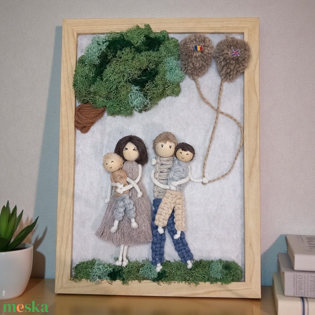 3D makramé családi kép izlandi zuzmóval � személyre szabható ajándék - otthon & életmód - dekoráció - kép & falikép - 3d képek - Meska.hu