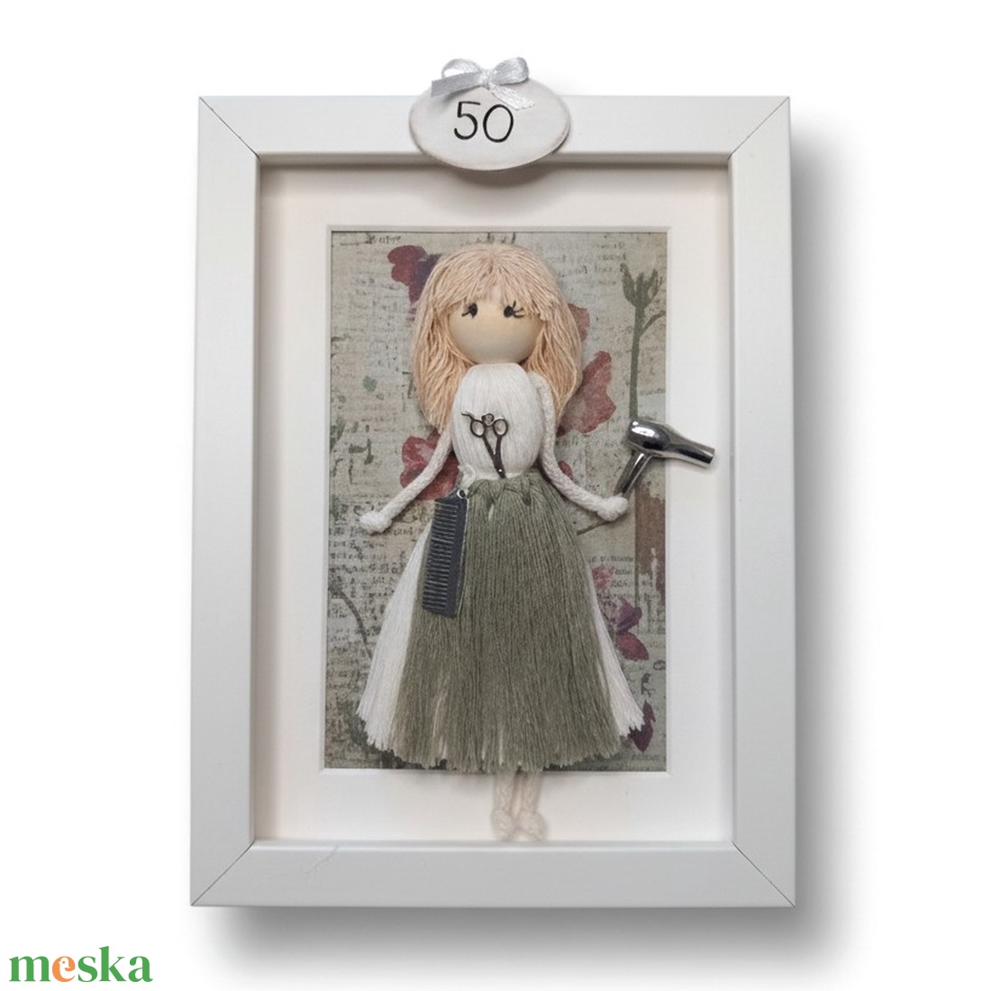 Fodrásznak ajándék � makramé figura ollóval és hajszárítóval - otthon & életmód - dekoráció - kép & falikép - 3d képek - Meska.hu