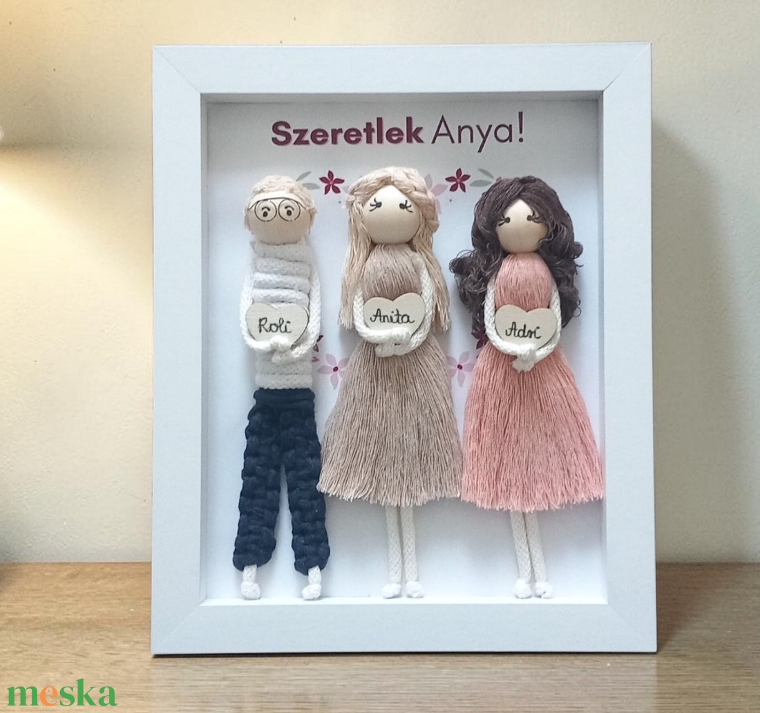 Anyák napi ajándék � Egyedi, személyre szabható makramé kép - otthon & életmód - dekoráció - kép & falikép - 3d képek - Meska.hu