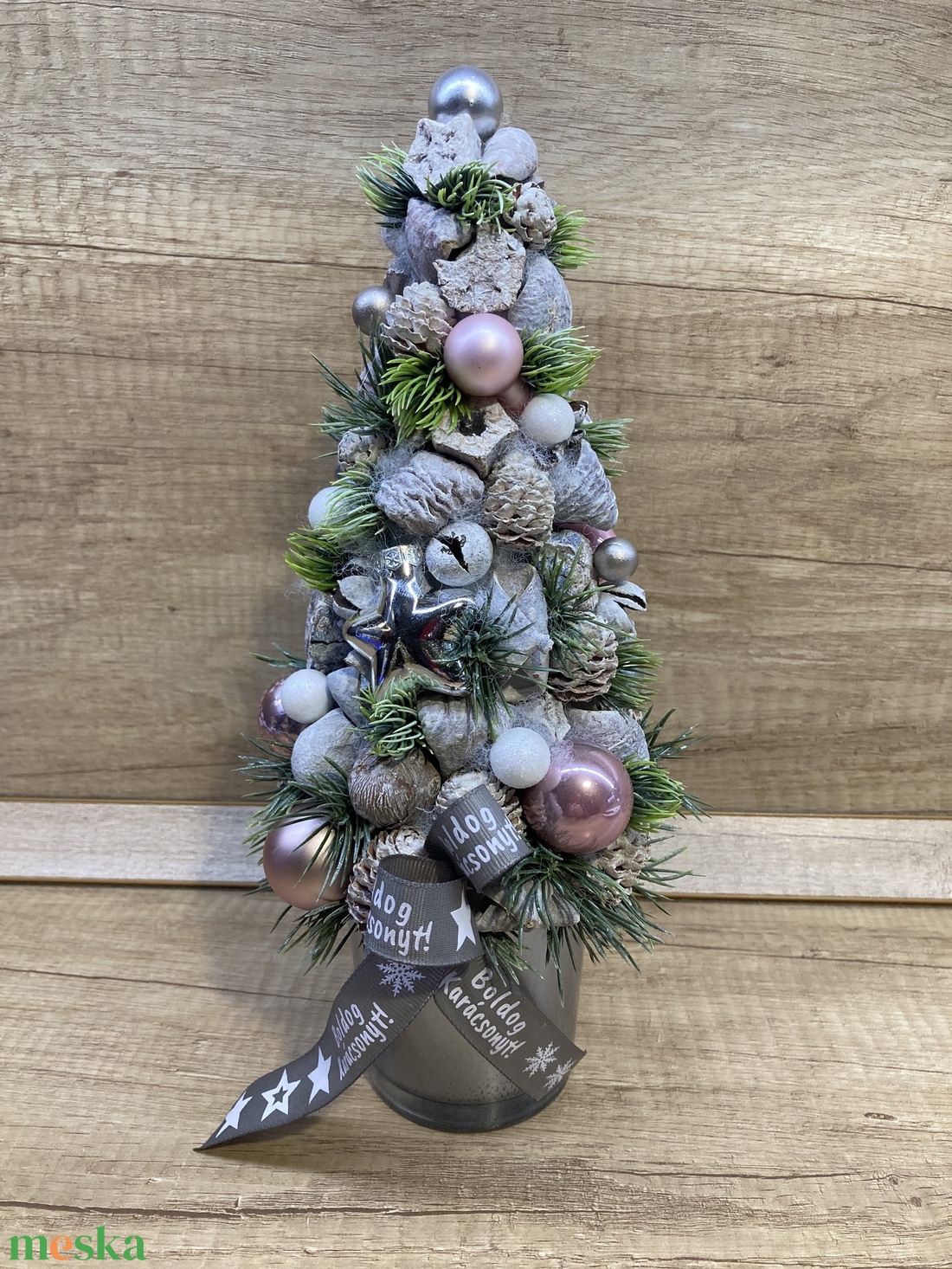 Ezüst örök karácsonyfa - karácsony - adventi díszek - adventi asztaldísz - Meska.hu