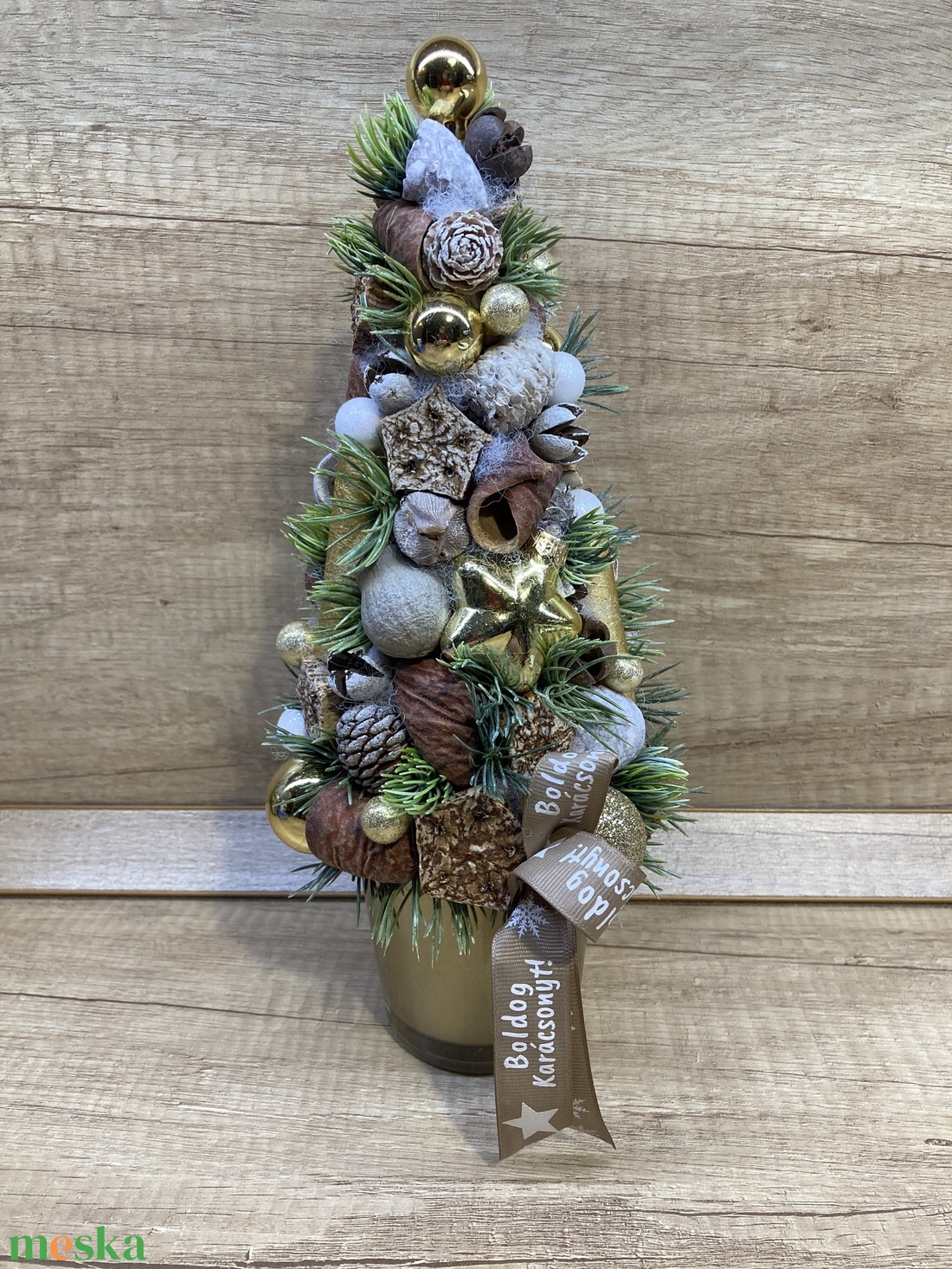 Arany örök karácsonyfa - karácsony - adventi díszek - adventi asztaldísz - Meska.hu