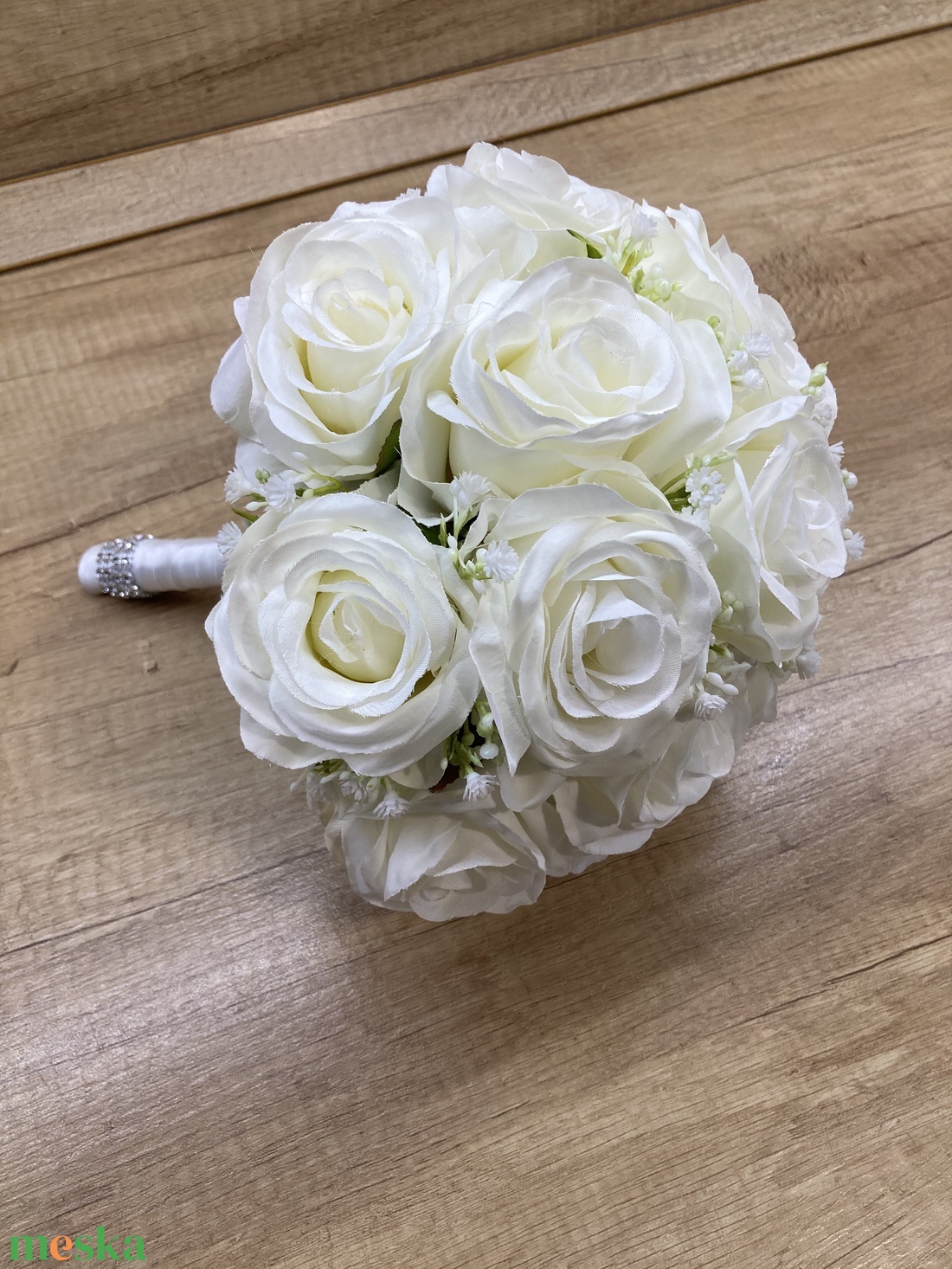 Hófehér menyasszonyi  csokor rezgővel - esküvő - menyasszonyi- és dobócsokor - Meska.hu