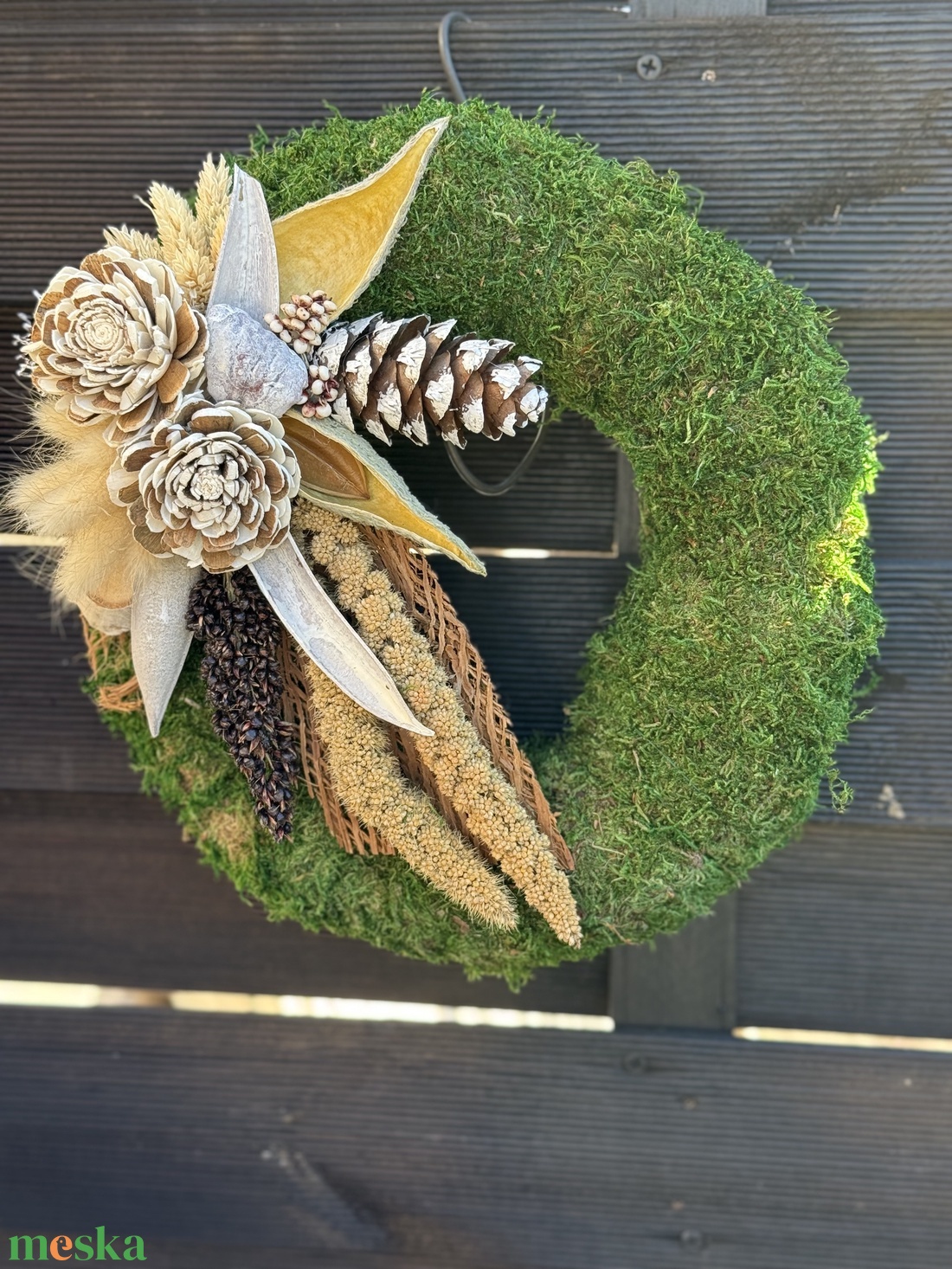 Moha koszorú termésekkel 3 - otthon & életmód - vallás - temetkezési tárgy - sírkoszorú, kegyeleti koszorú - Meska.hu