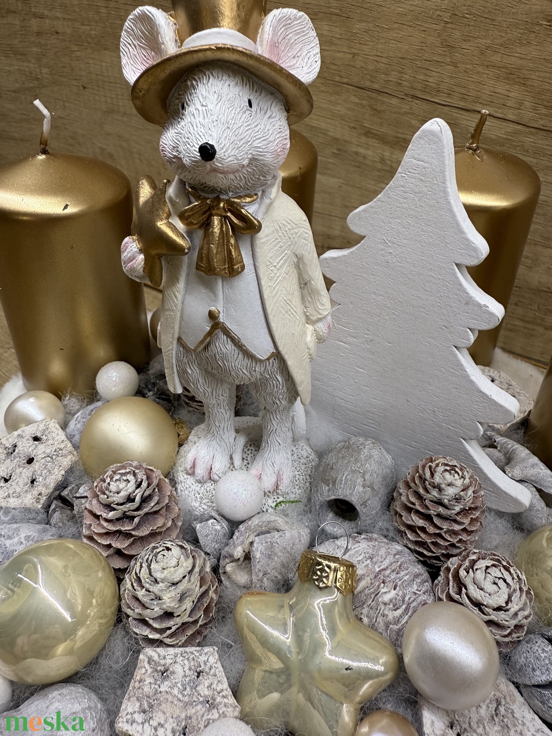 Egér uras adventi koszorú - karácsony - adventi díszek - adventi koszorú - Meska.hu