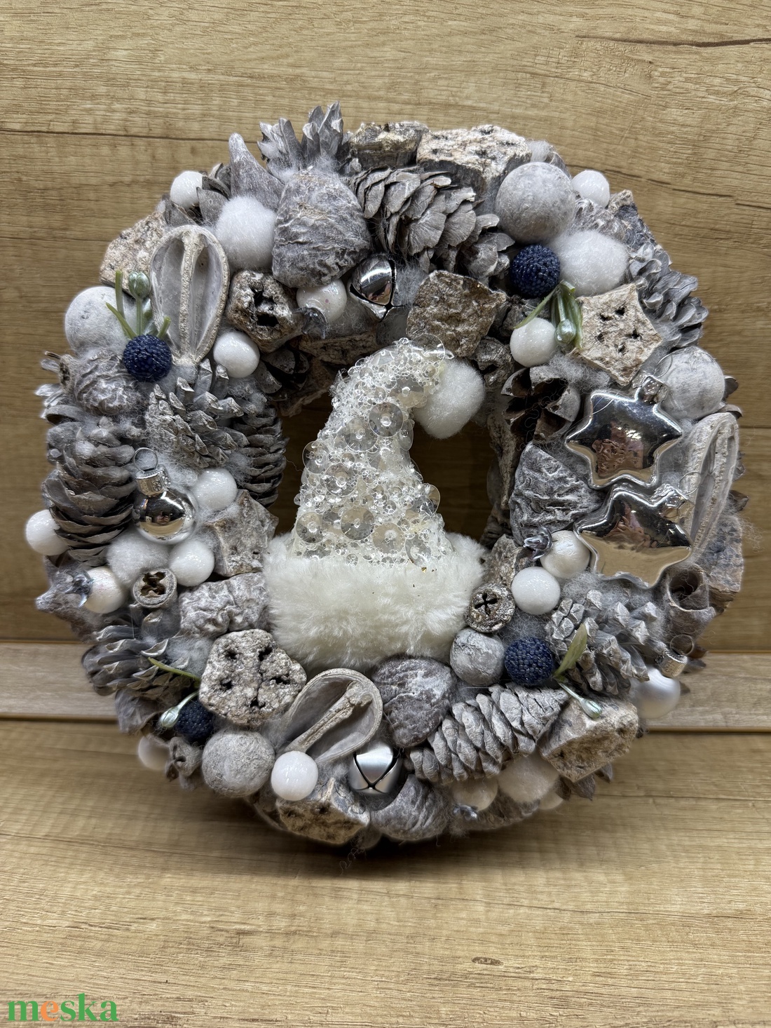 Téli kopogtató sipkával - karácsony - adventi díszek - adventi ajtódísz - Meska.hu