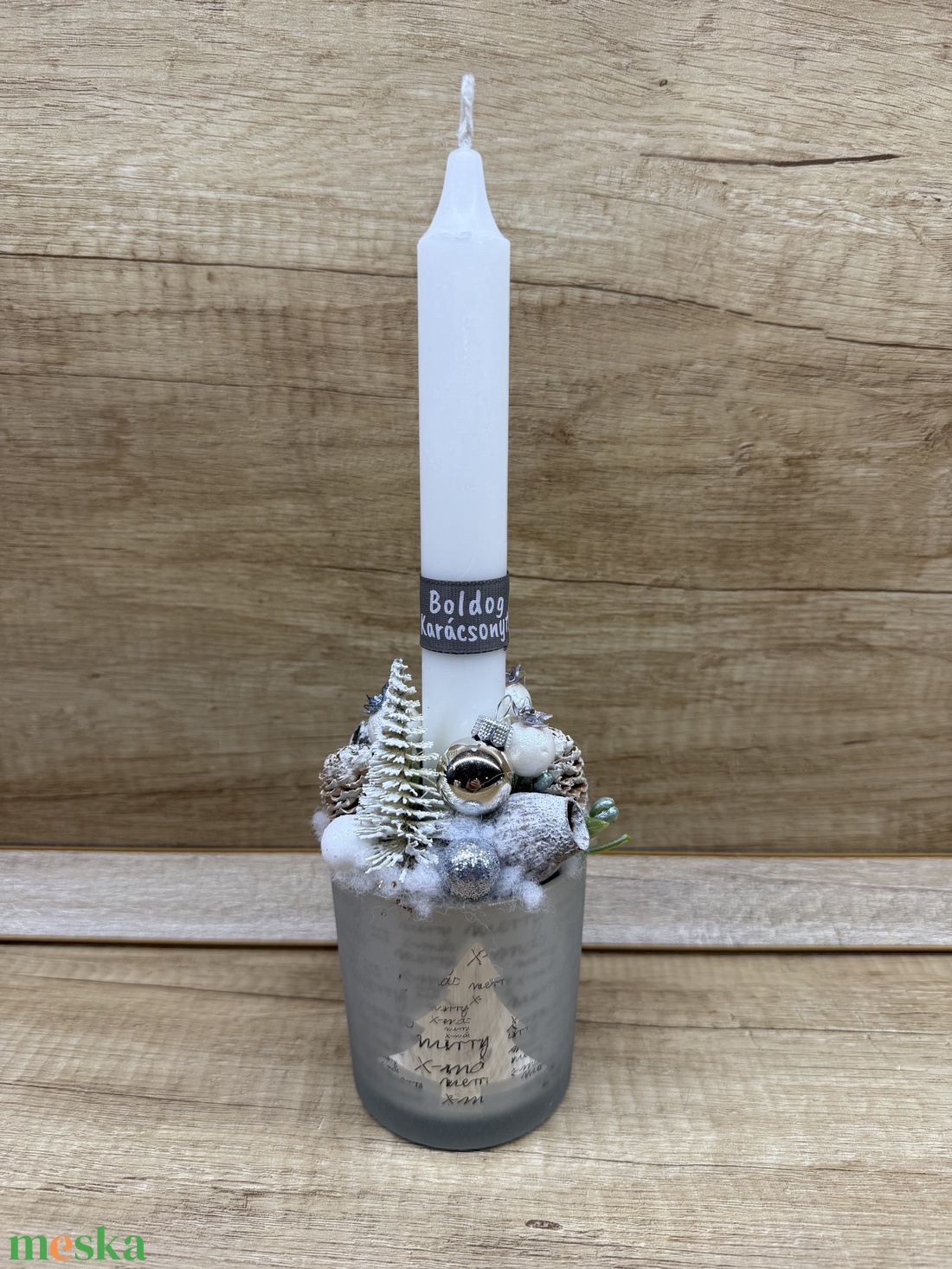 Ezüst adventi asztaldísz - karácsony - karácsonyi lakásdekoráció - ünnepi asztaldekoráció - Meska.hu