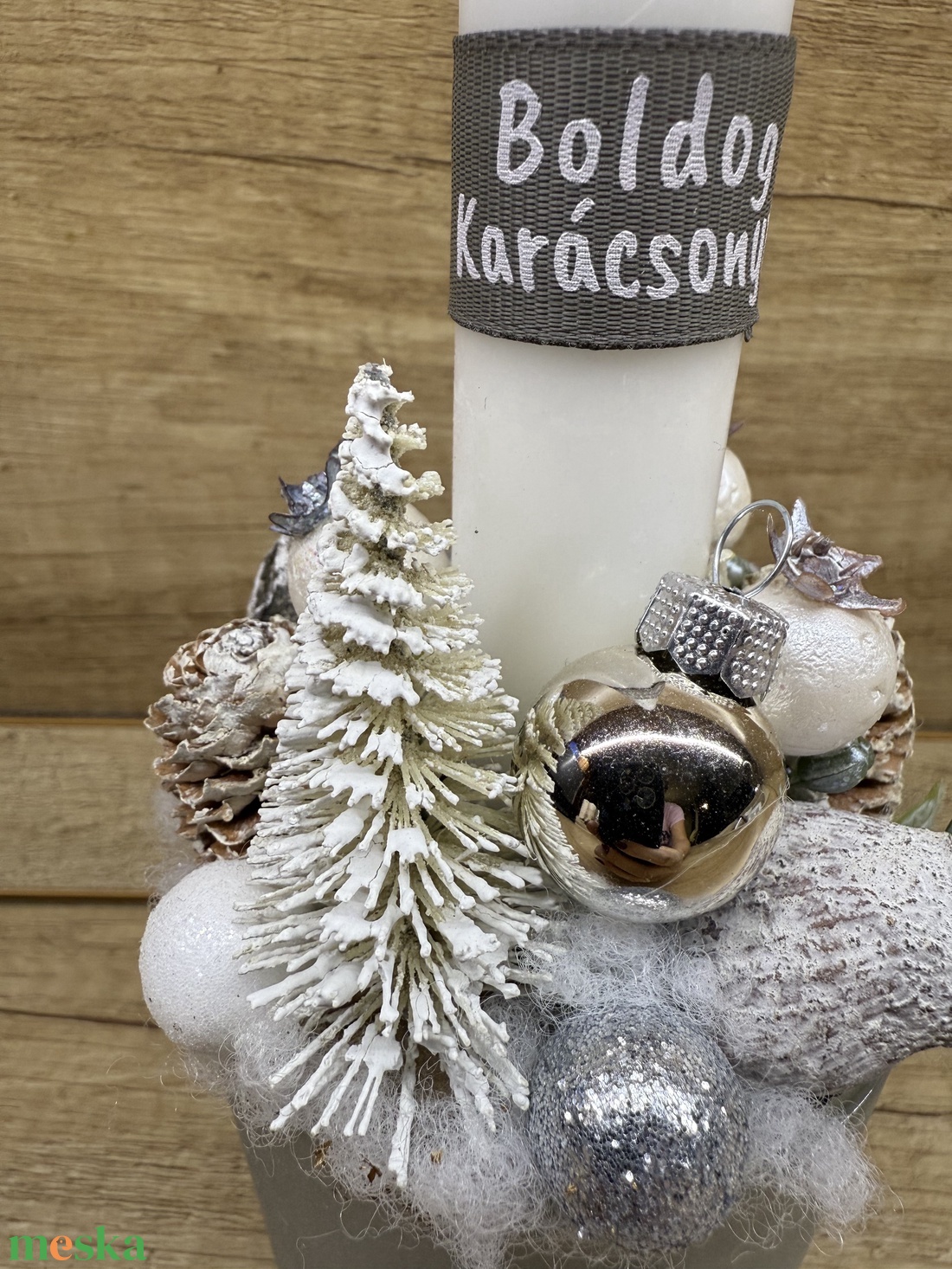 Ezüst adventi asztaldísz - karácsony - karácsonyi lakásdekoráció - ünnepi asztaldekoráció - Meska.hu