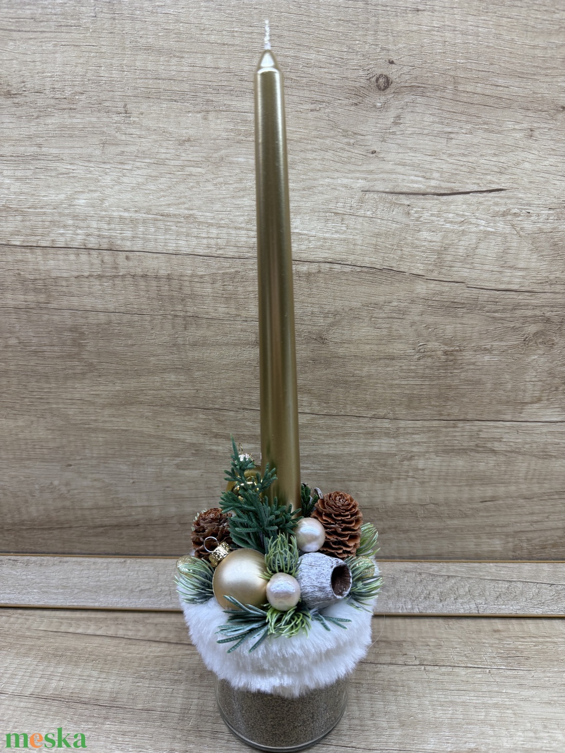 Arany adventi asztaldísz - karácsony - karácsonyi lakásdekoráció - ünnepi asztaldekoráció - Meska.hu