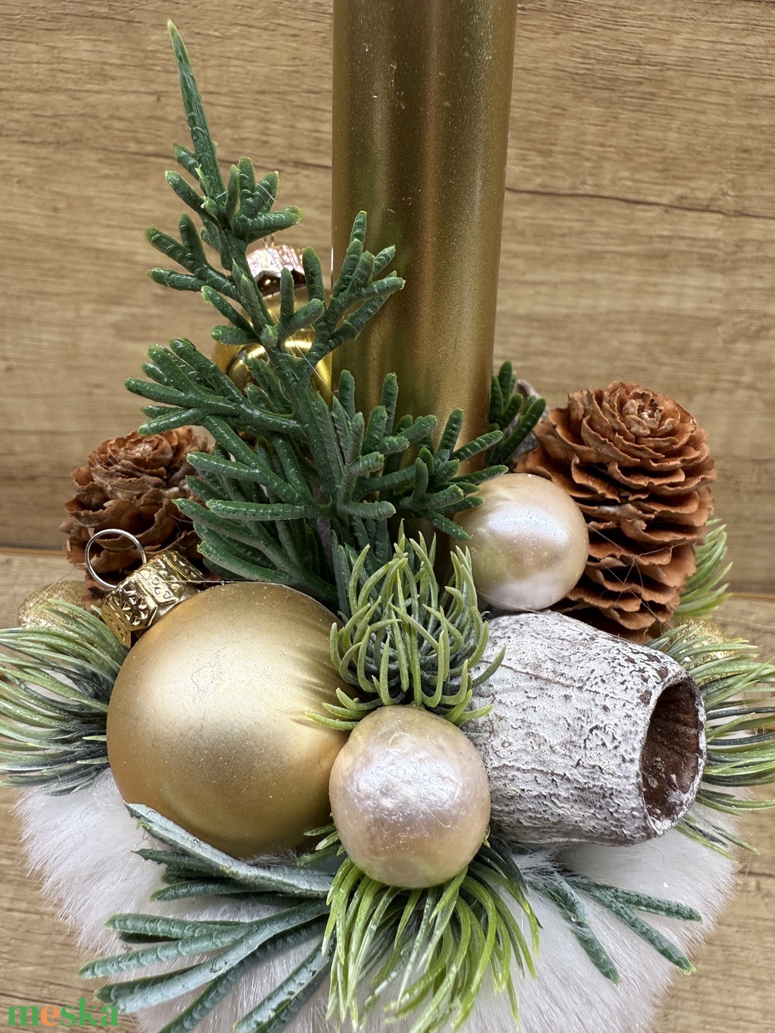 Arany adventi asztaldísz - karácsony - karácsonyi lakásdekoráció - ünnepi asztaldekoráció - Meska.hu