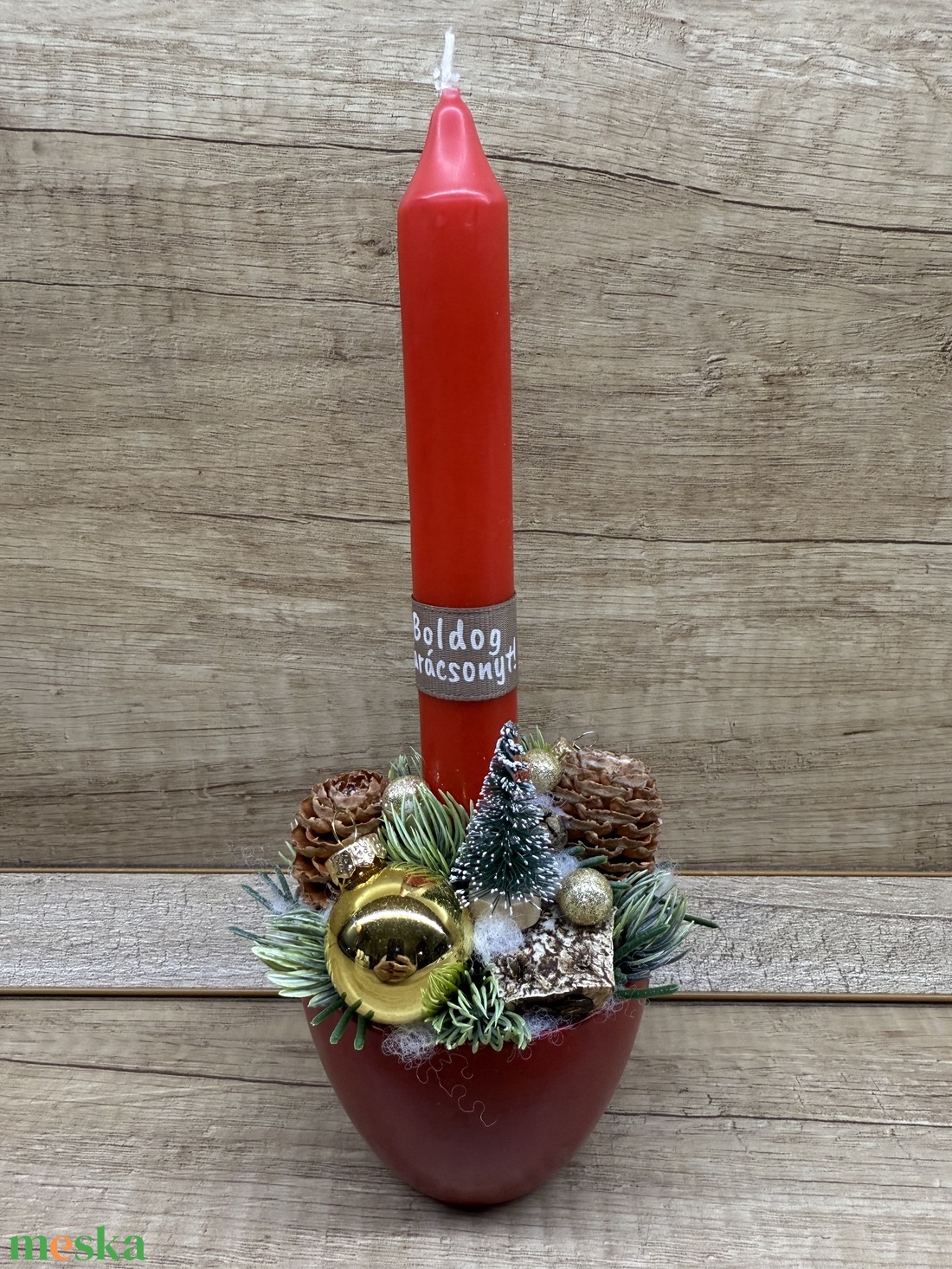 Piros adventi asztaldísz - karácsony - karácsonyi lakásdekoráció - ünnepi asztaldekoráció - Meska.hu