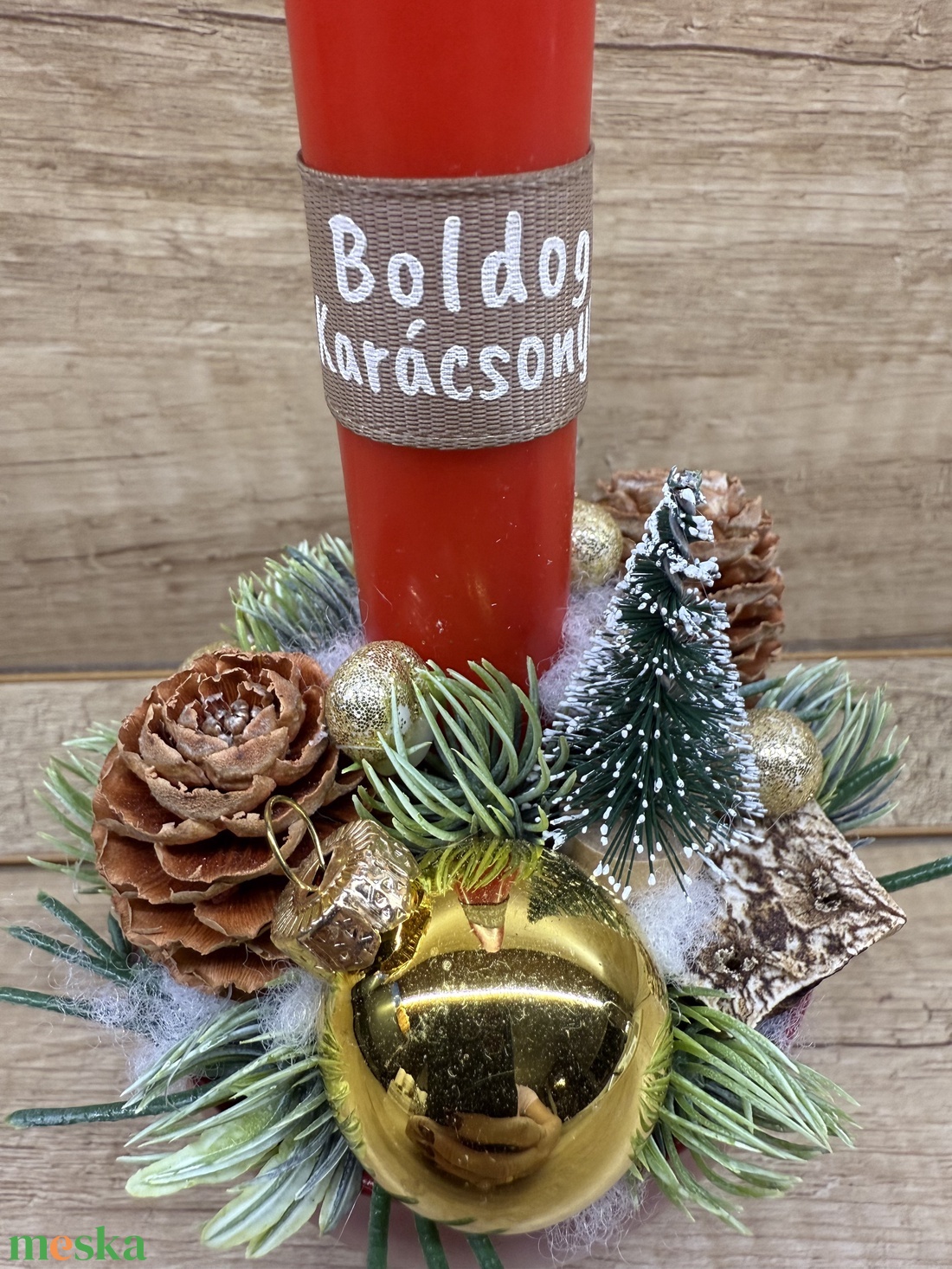 Piros adventi asztaldísz - karácsony - karácsonyi lakásdekoráció - ünnepi asztaldekoráció - Meska.hu